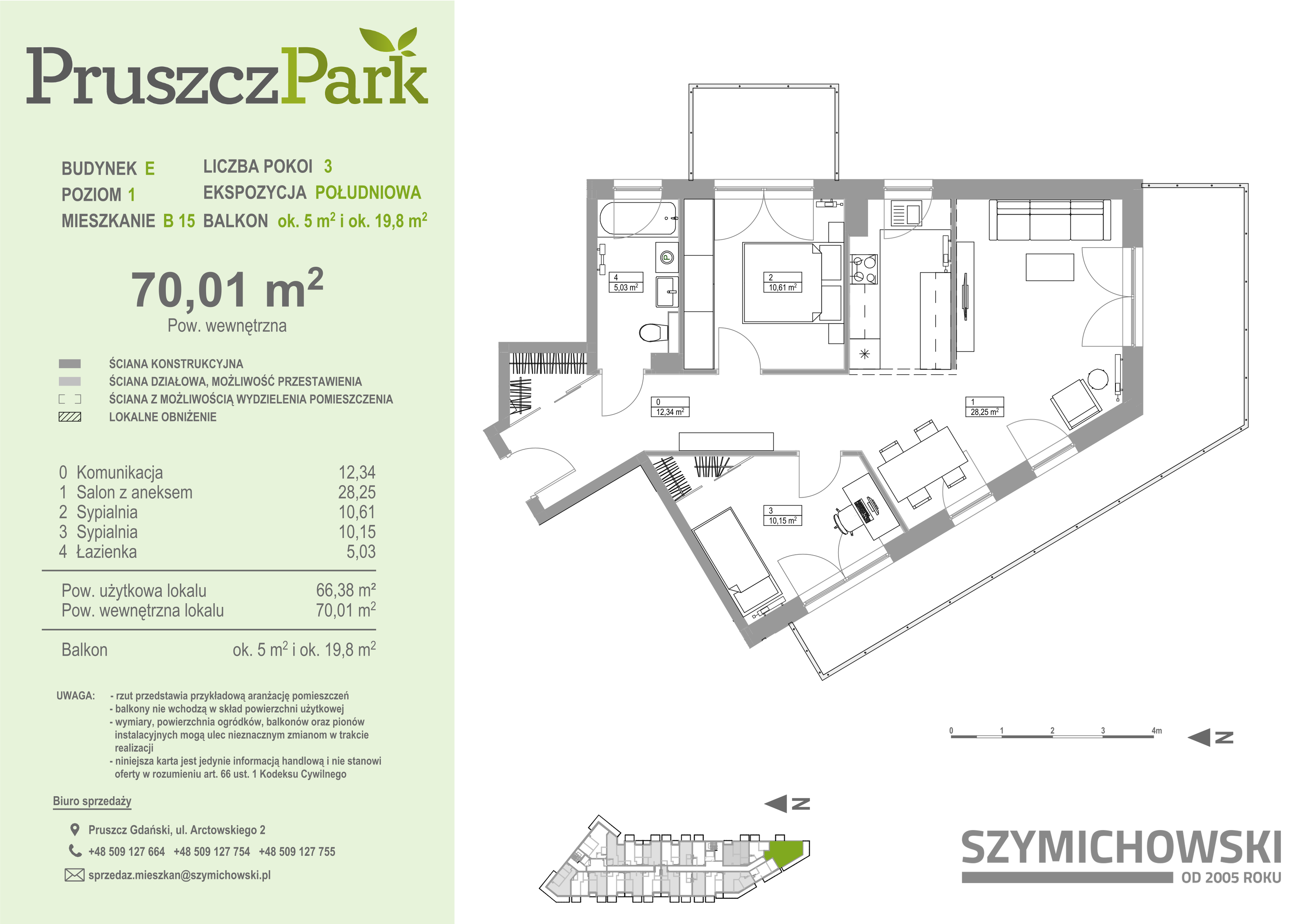 Mieszkanie 70,01 m², piętro 1, oferta nr E-B-15, Pruszcz Park, Pruszcz Gdański, ul. Arctowskiego -idx