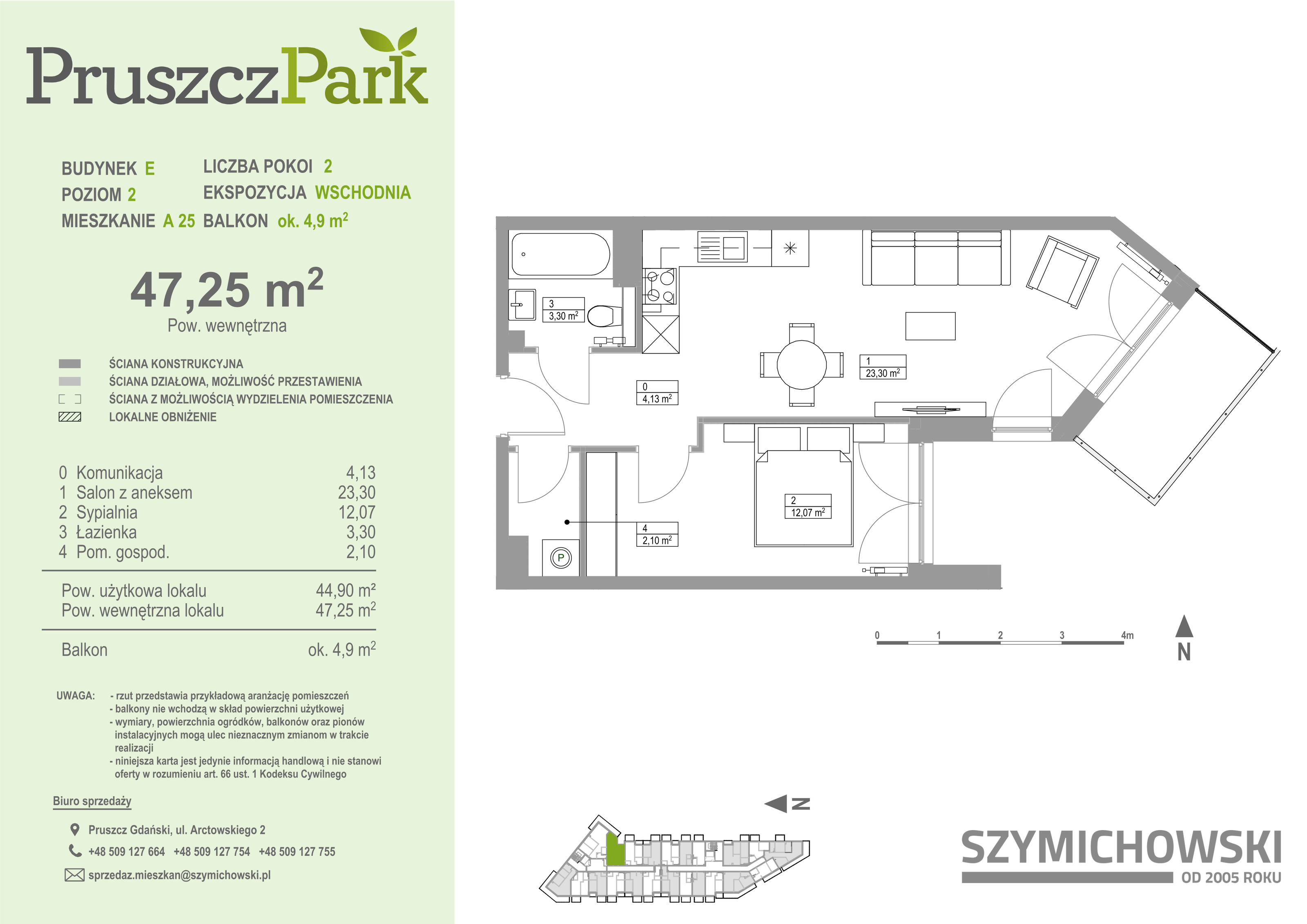 Mieszkanie 47,25 m², piętro 2, oferta nr E-A-25, Pruszcz Park, Pruszcz Gdański, ul. Arctowskiego -idx