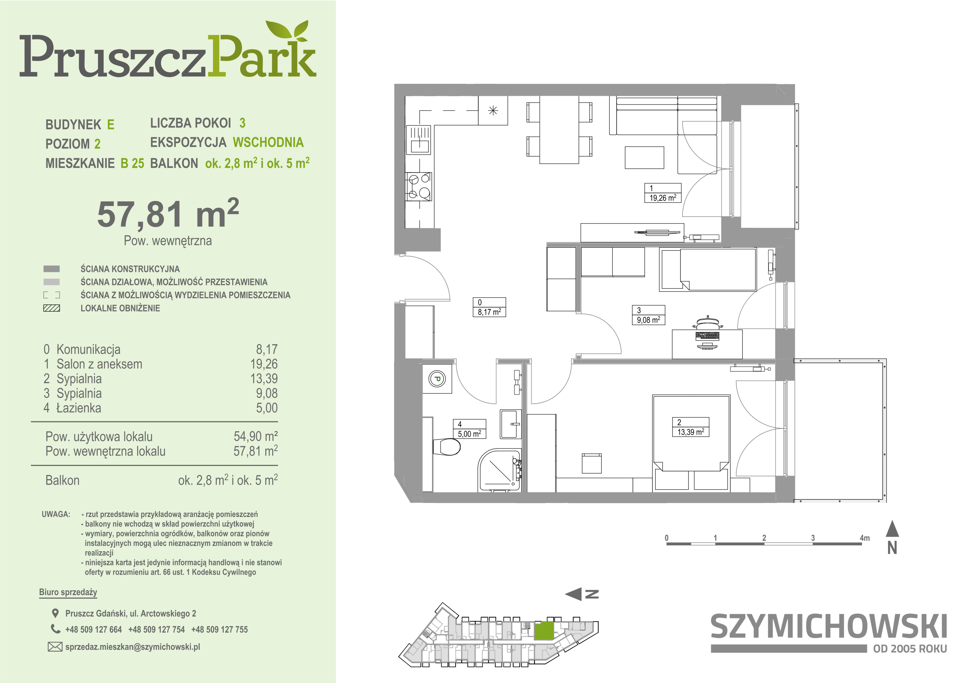 Mieszkanie 57,81 m², piętro 2, oferta nr E-B-25, Pruszcz Park, Pruszcz Gdański, ul. Arctowskiego -idx