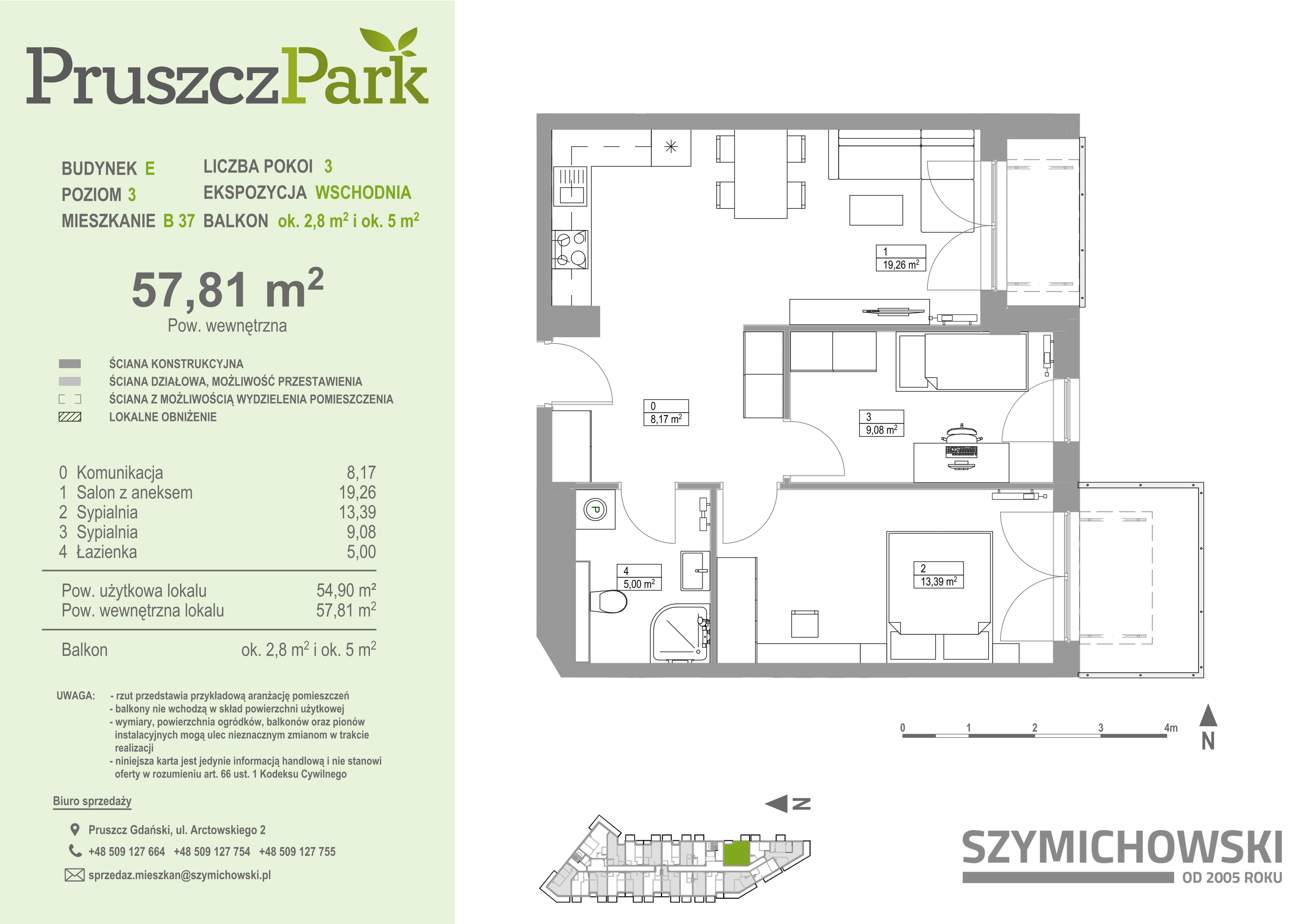 Mieszkanie 57,81 m², piętro 3, oferta nr E-B-37, Pruszcz Park, Pruszcz Gdański, ul. Arctowskiego -idx