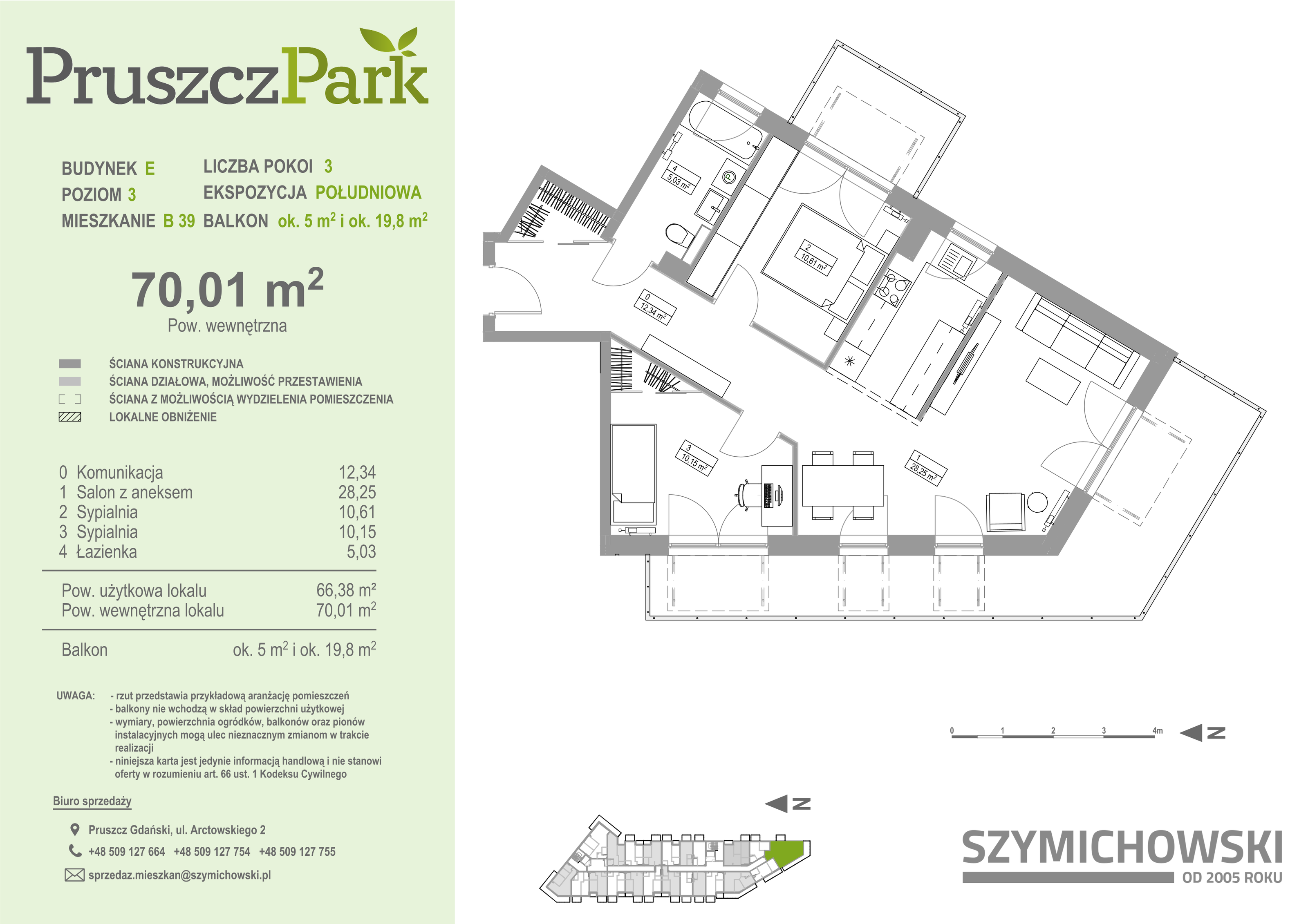 Mieszkanie 70,01 m², piętro 3, oferta nr E-B-39, Pruszcz Park, Pruszcz Gdański, ul. Arctowskiego -idx