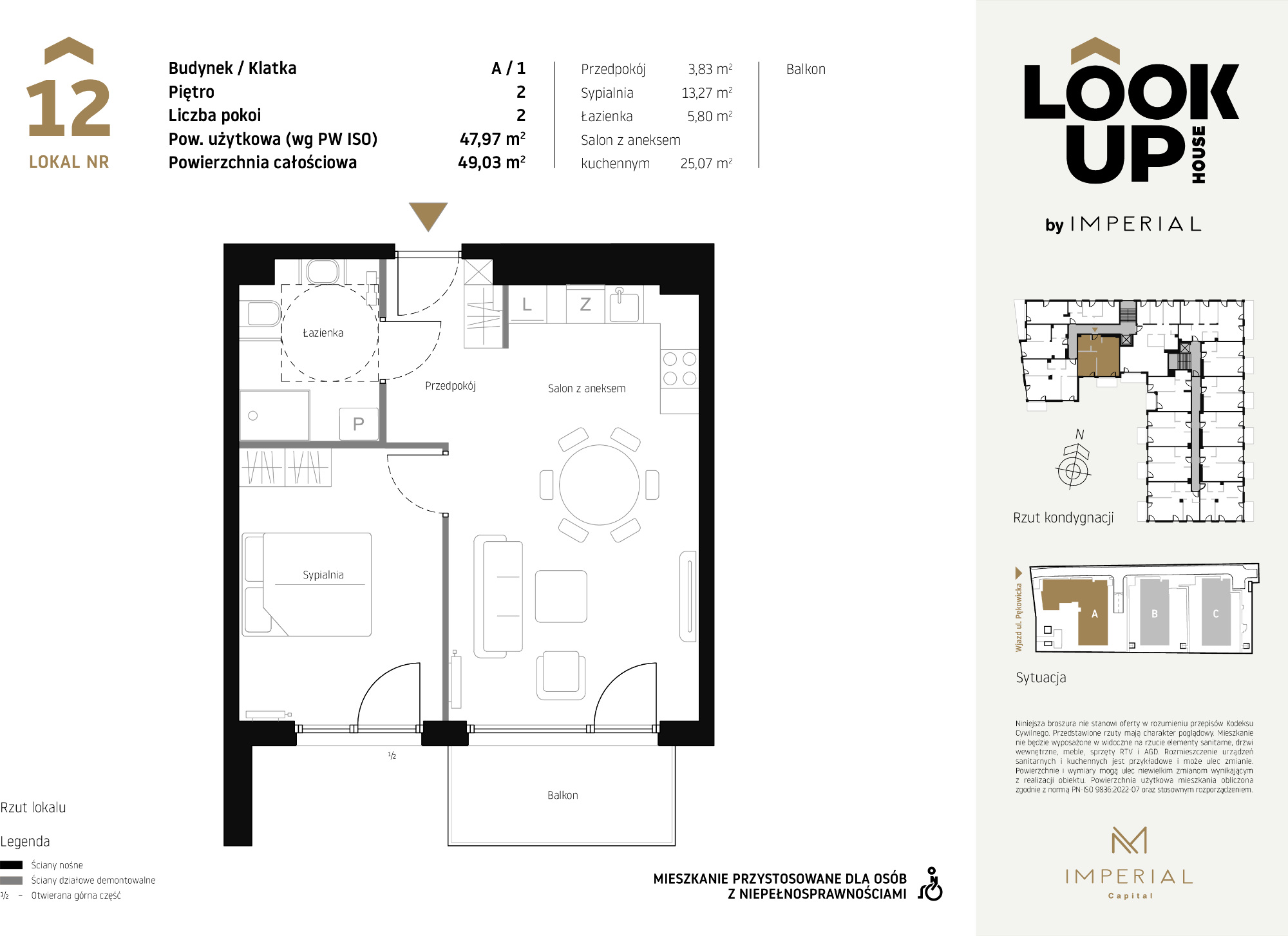 Mieszkanie 47,97 m², piętro 2, oferta nr A12, LOOK UP House, Kraków, Prądnik Biały, ul. Pękowicka-idx