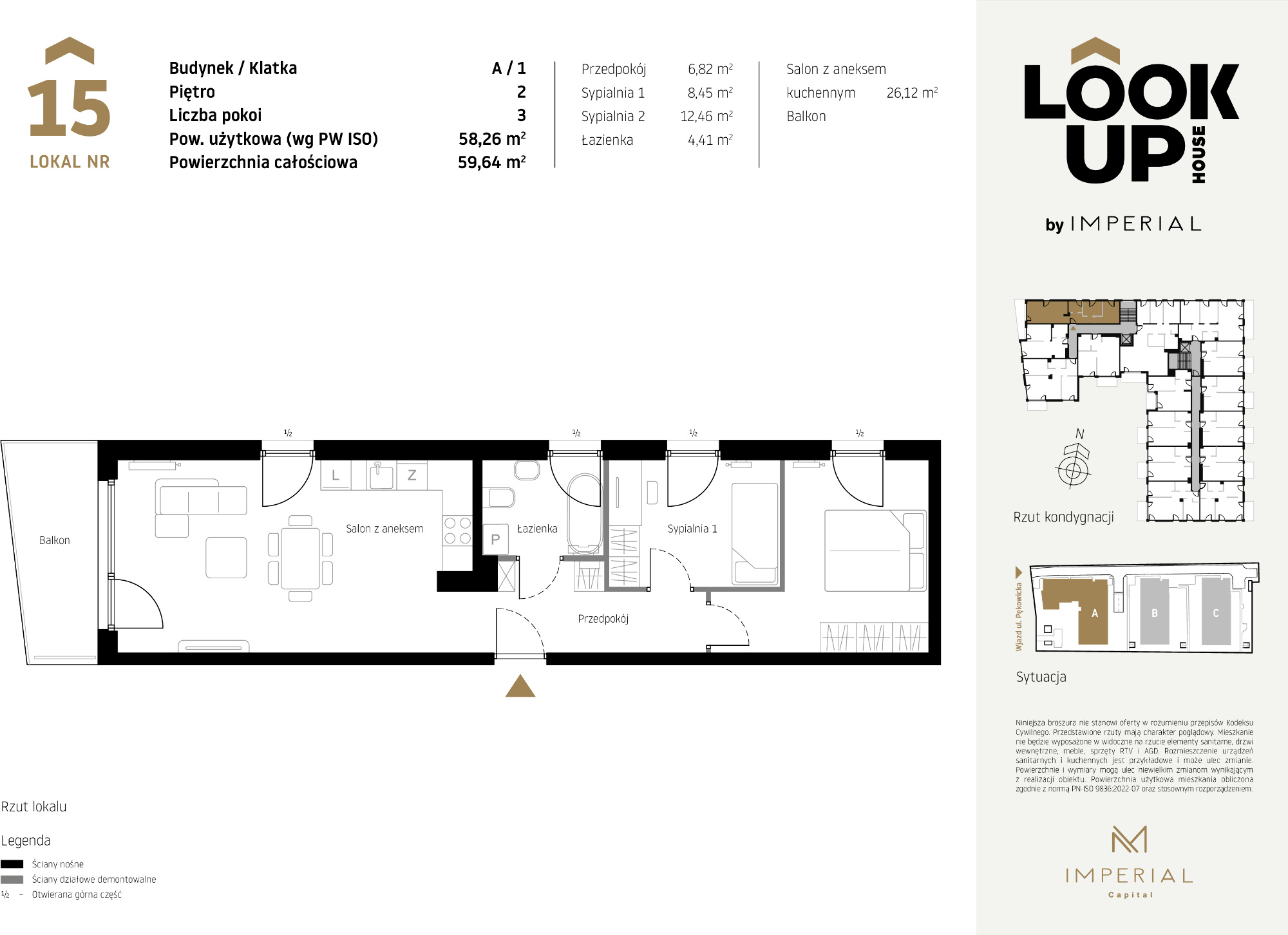 Mieszkanie 58,26 m², piętro 2, oferta nr A15, LOOK UP House, Kraków, Prądnik Biały, ul. Pękowicka-idx