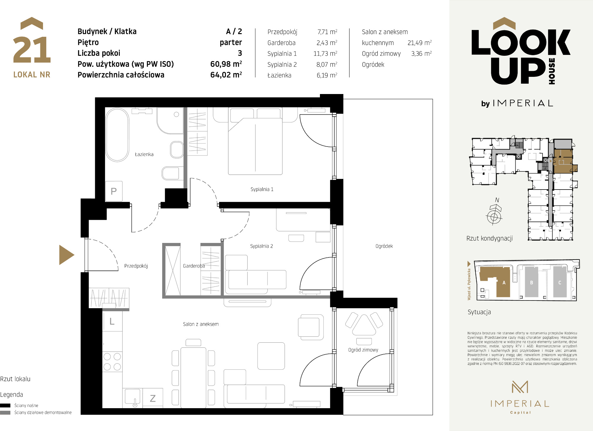 Mieszkanie 60,98 m², parter, oferta nr A21, LOOK UP House, Kraków, Prądnik Biały, ul. Pękowicka-idx