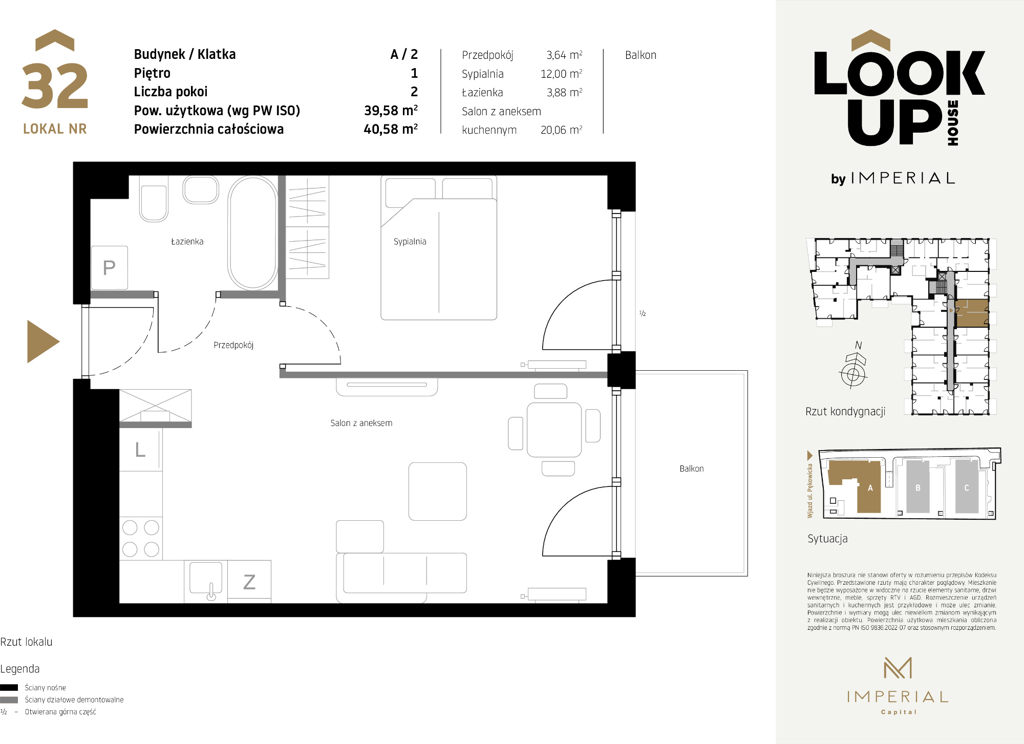 Mieszkanie 39,58 m², piętro 1, oferta nr A32, LOOK UP House, Kraków, Prądnik Biały, ul. Pękowicka-idx