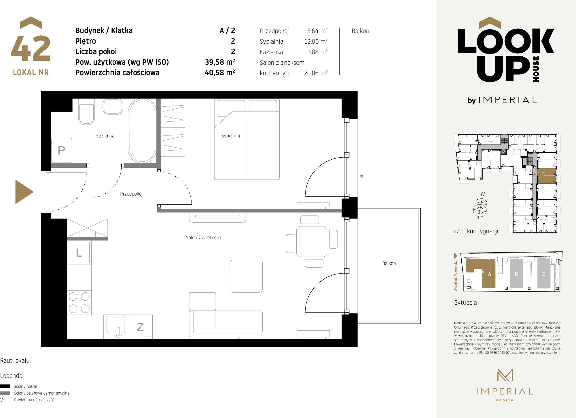 Mieszkanie 39,58 m², piętro 2, oferta nr A42, LOOK UP House, Kraków, Prądnik Biały, ul. Pękowicka-idx