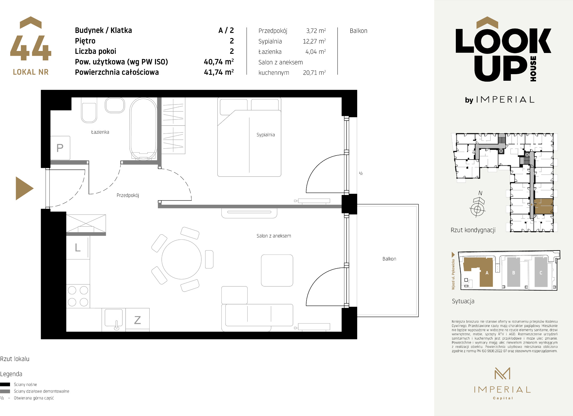 Mieszkanie 40,74 m², piętro 2, oferta nr A44, LOOK UP House, Kraków, Prądnik Biały, ul. Pękowicka-idx