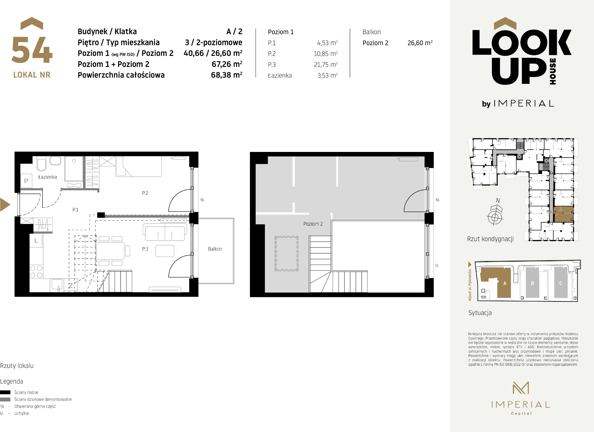 Mieszkanie 67,26 m², piętro 3, oferta nr A54, LOOK UP House, Kraków, Prądnik Biały, ul. Pękowicka-idx