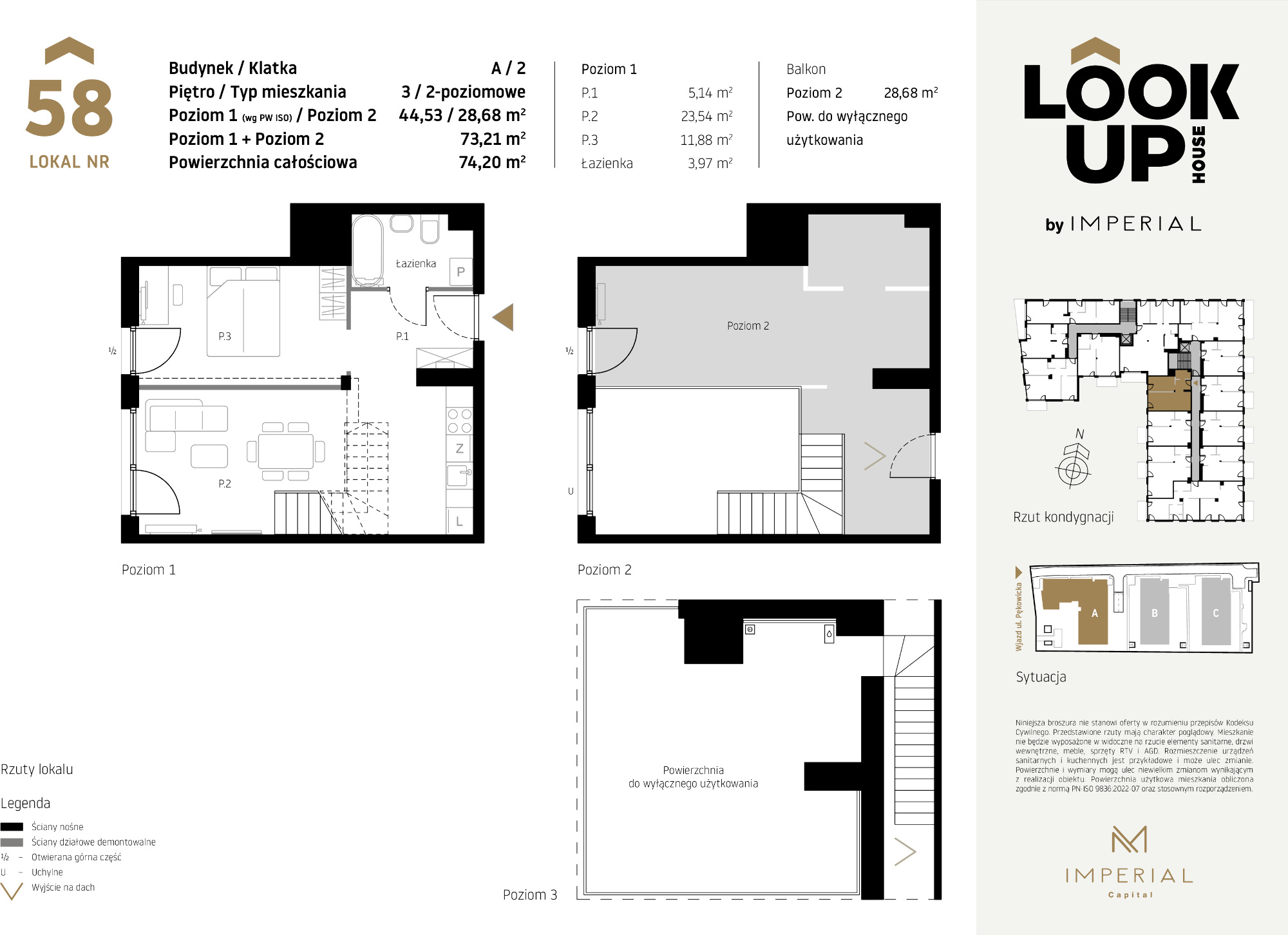 Mieszkanie 73,21 m², piętro 3, oferta nr A58, LOOK UP House, Kraków, Prądnik Biały, ul. Pękowicka-idx