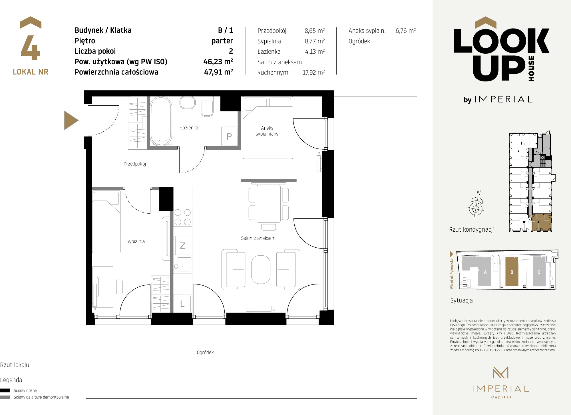 Mieszkanie 46,23 m², parter, oferta nr B4, LOOK UP House, Kraków, Prądnik Biały, ul. Pękowicka-idx