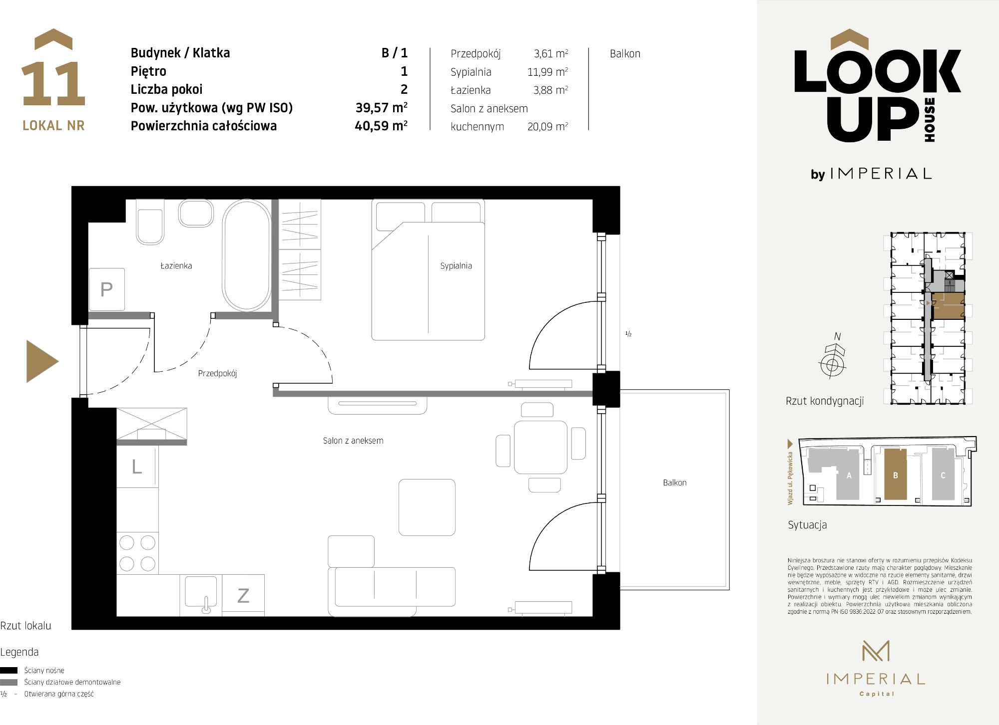 Mieszkanie 39,57 m², piętro 1, oferta nr B11, LOOK UP House, Kraków, Prądnik Biały, ul. Pękowicka-idx