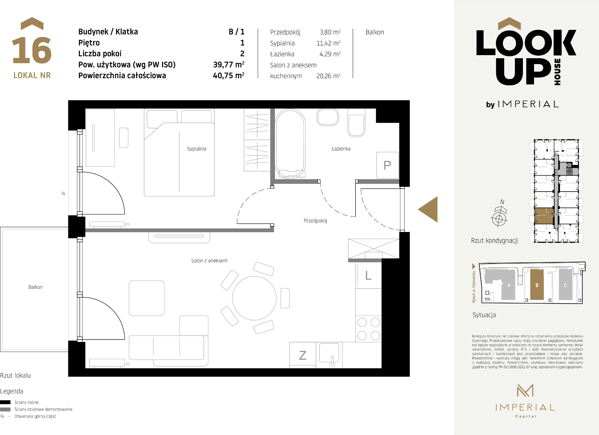 Mieszkanie 39,77 m², piętro 1, oferta nr B16, LOOK UP House, Kraków, Prądnik Biały, ul. Pękowicka-idx