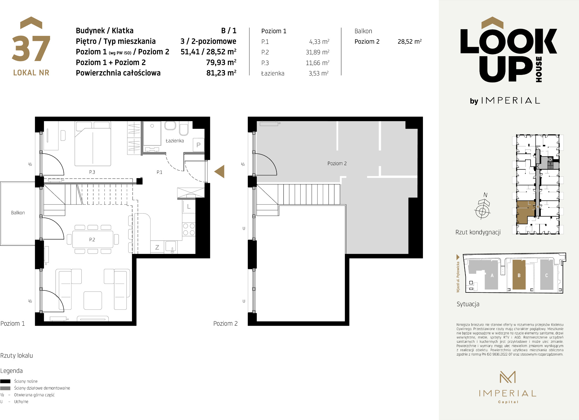 Mieszkanie 79,93 m², piętro 3, oferta nr B37, LOOK UP House, Kraków, Prądnik Biały, ul. Pękowicka-idx