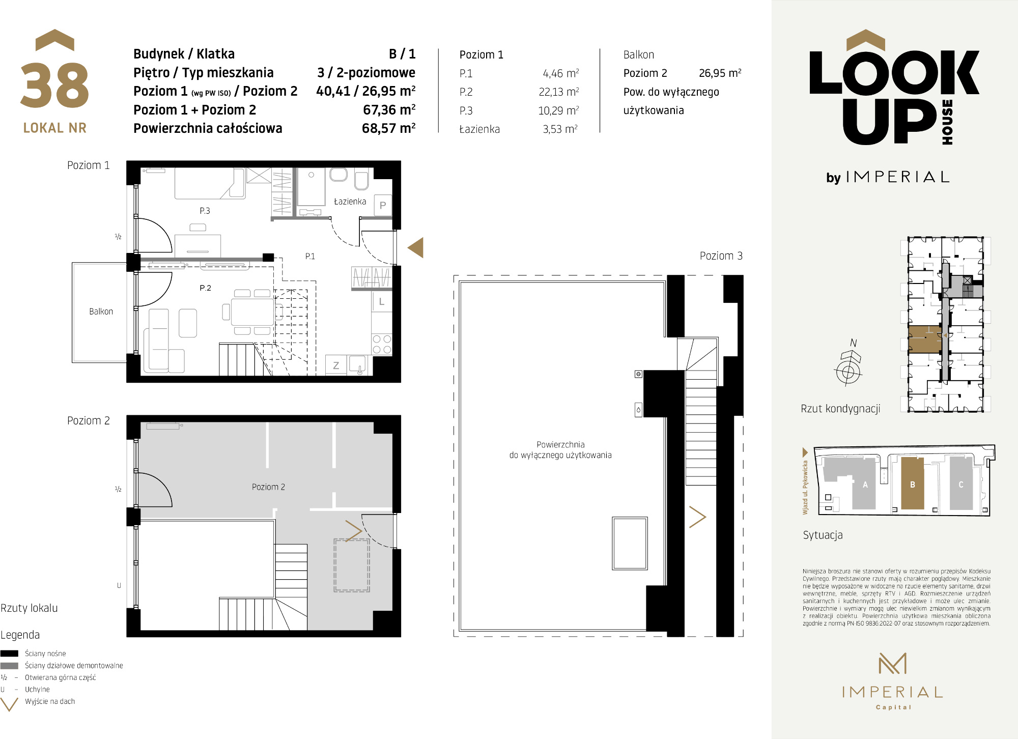 Mieszkanie 67,36 m², piętro 3, oferta nr B38, LOOK UP House, Kraków, Prądnik Biały, ul. Pękowicka-idx