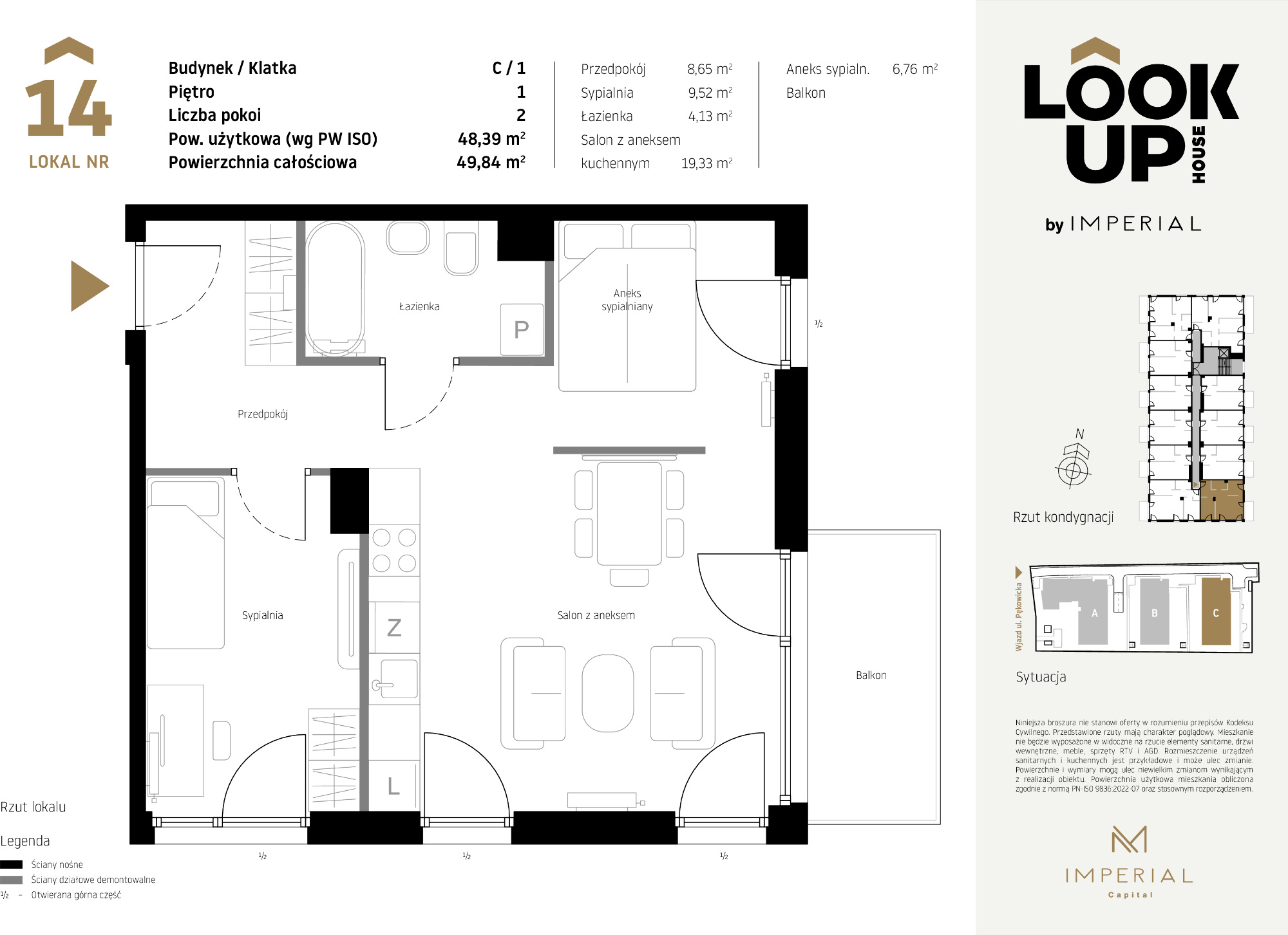 Mieszkanie 48,39 m², piętro 1, oferta nr C14, LOOK UP House, Kraków, Prądnik Biały, ul. Pękowicka-idx