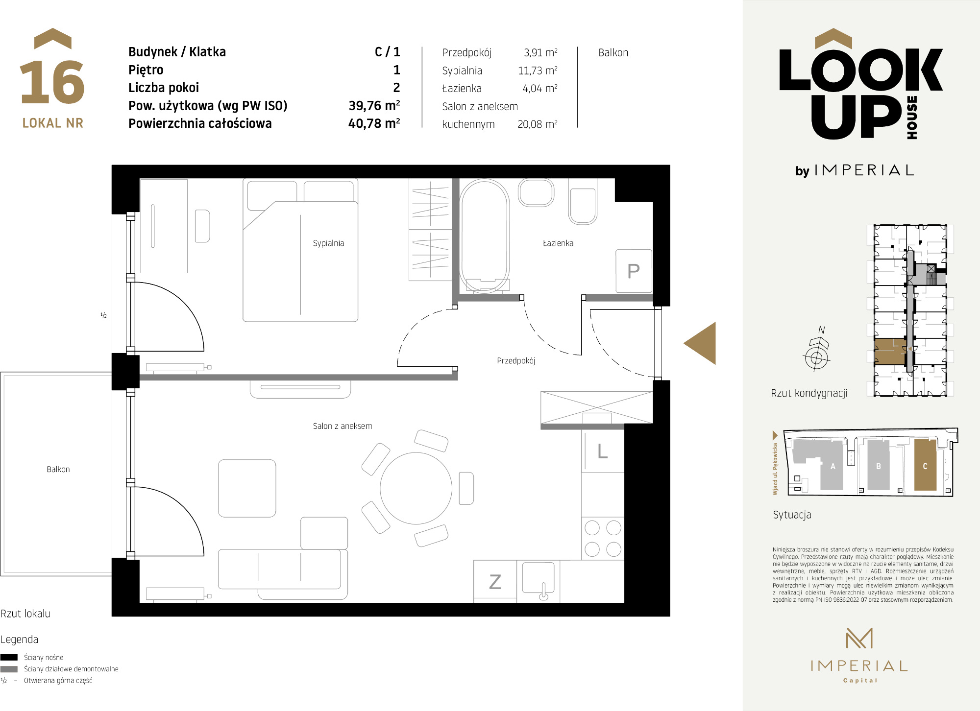 Mieszkanie 39,76 m², piętro 1, oferta nr C16, LOOK UP House, Kraków, Prądnik Biały, ul. Pękowicka-idx