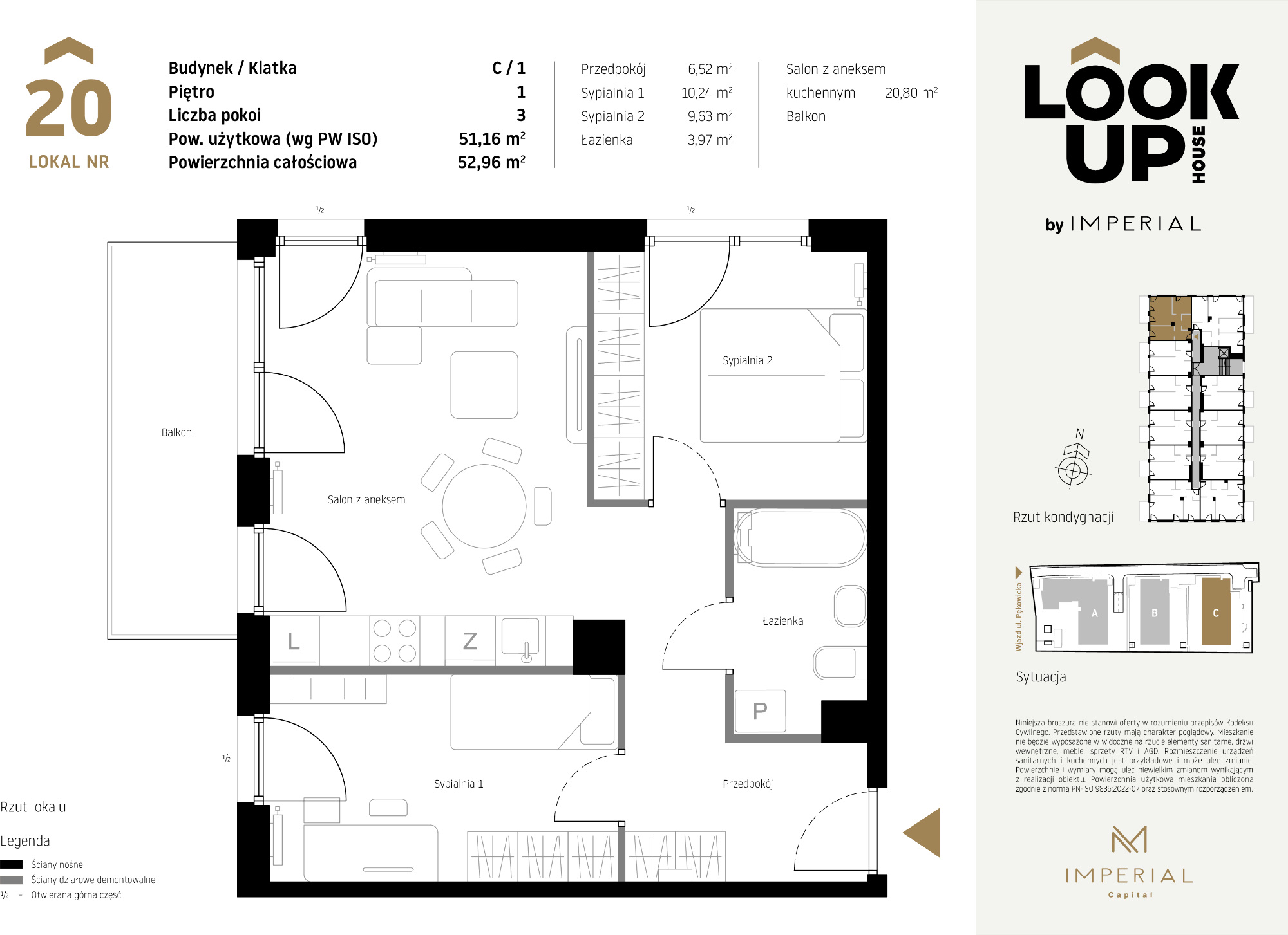 Mieszkanie 51,16 m², piętro 1, oferta nr C20, LOOK UP House, Kraków, Prądnik Biały, ul. Pękowicka-idx