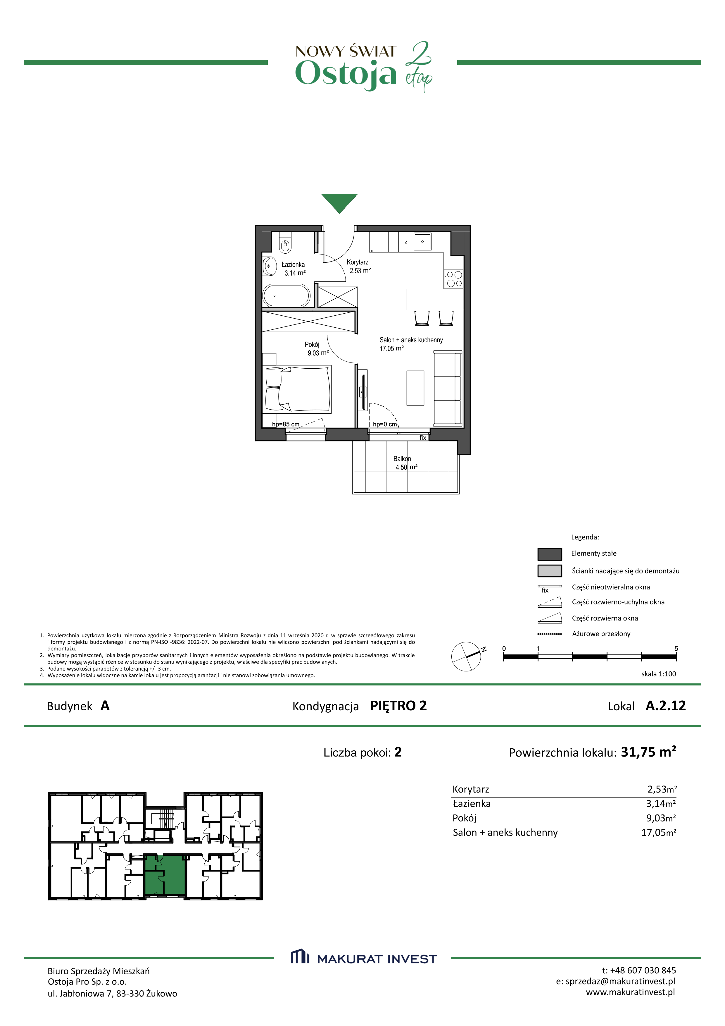 Mieszkanie 31,75 m², piętro 2, oferta nr A.2.12, Nowy Świat Ostoja II etap, Barniewice, ul. Malinowa-idx