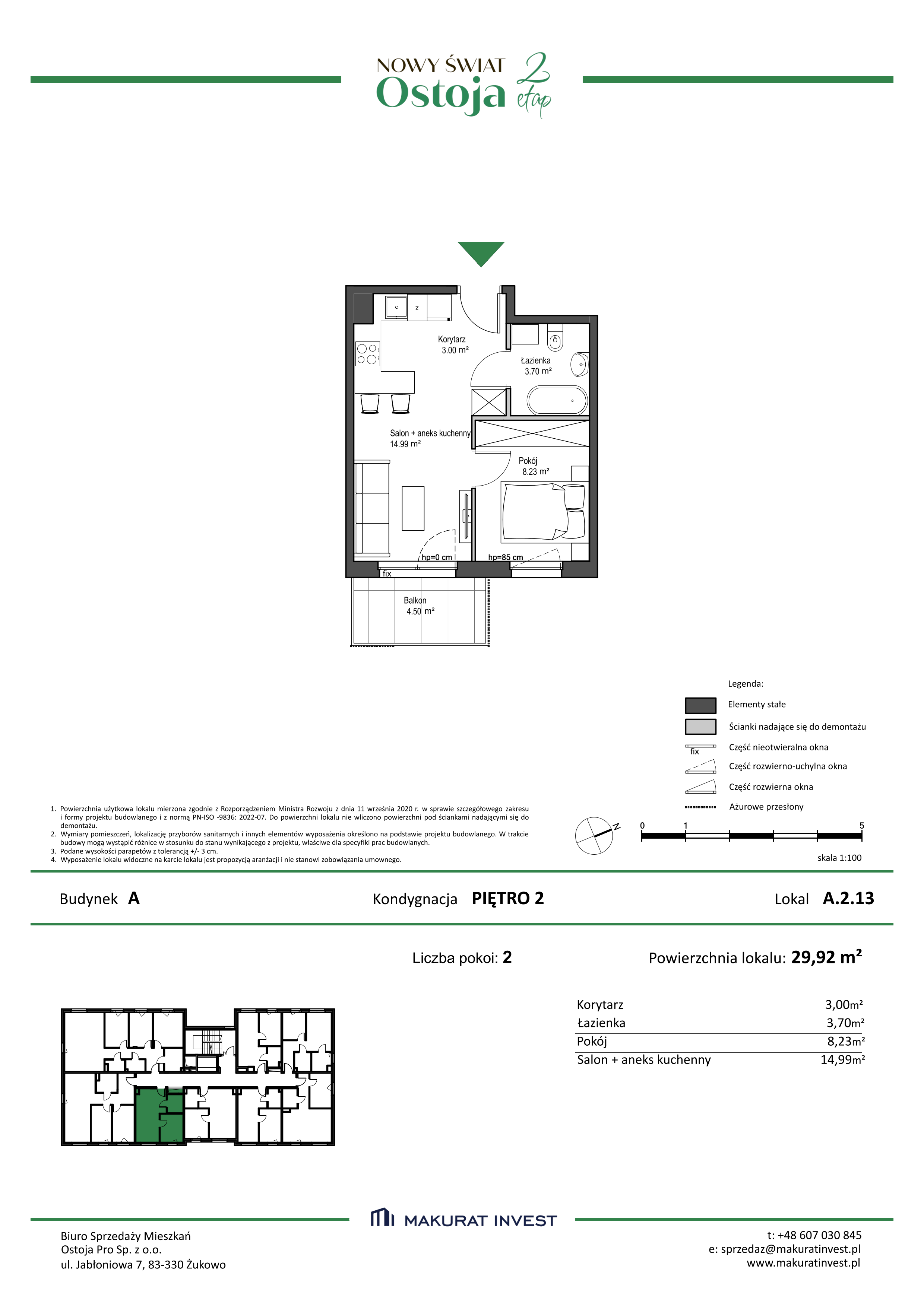 Mieszkanie 29,92 m², piętro 2, oferta nr A.2.13, Nowy Świat Ostoja II etap, Barniewice, ul. Malinowa-idx