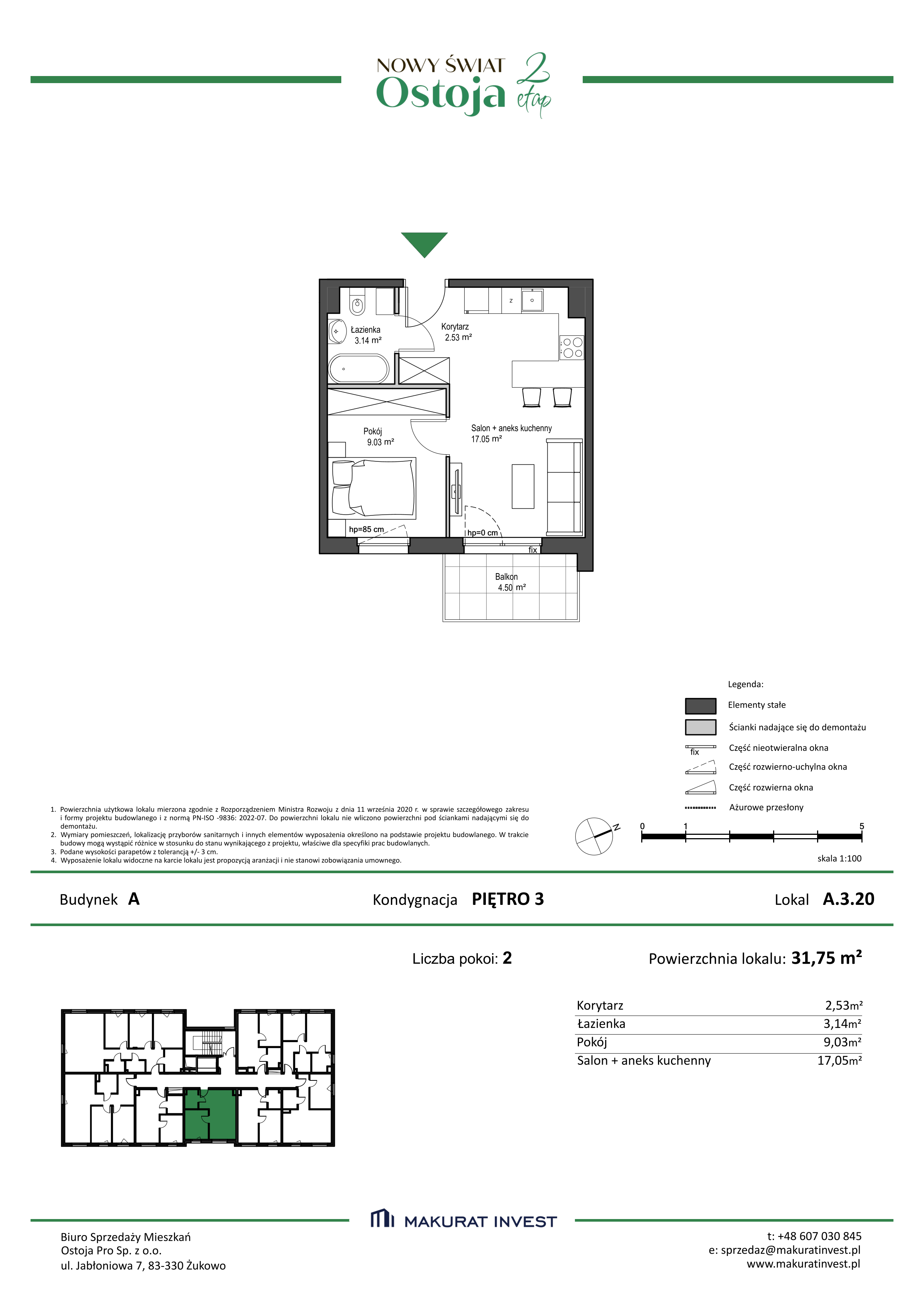 Mieszkanie 31,75 m², piętro 3, oferta nr A.3.20, Nowy Świat Ostoja II etap, Barniewice, ul. Malinowa-idx