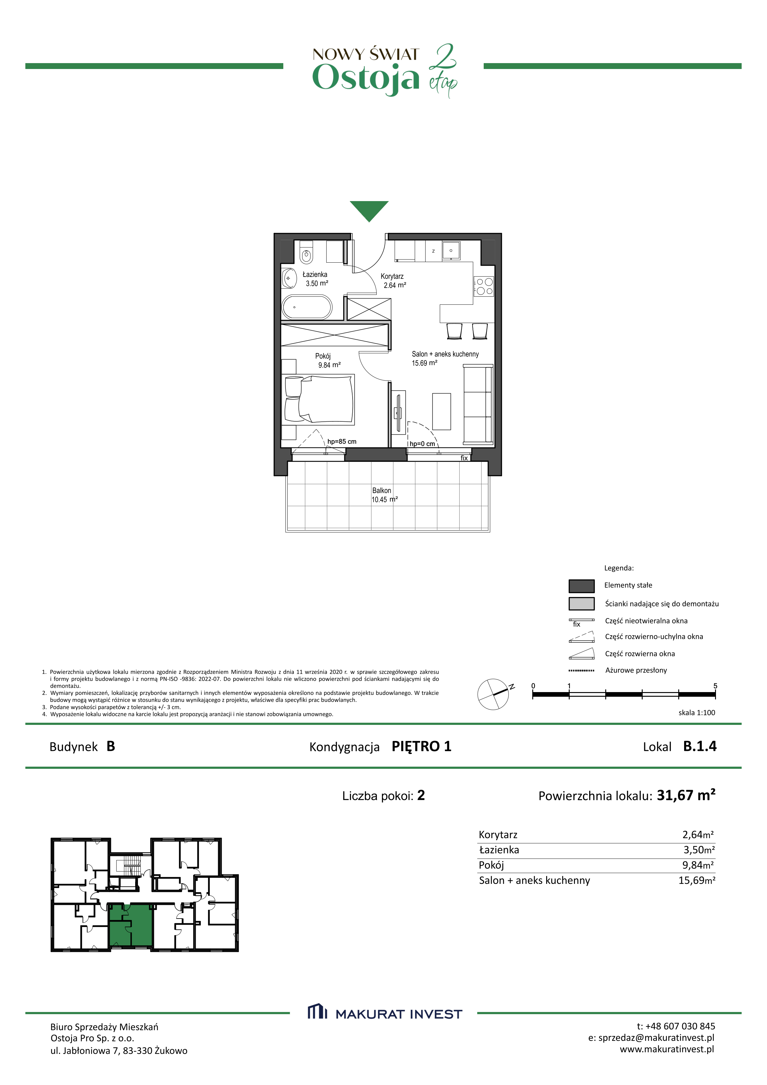 Mieszkanie 31,67 m², piętro 1, oferta nr B.1.4, Nowy Świat Ostoja II etap, Barniewice, ul. Malinowa-idx