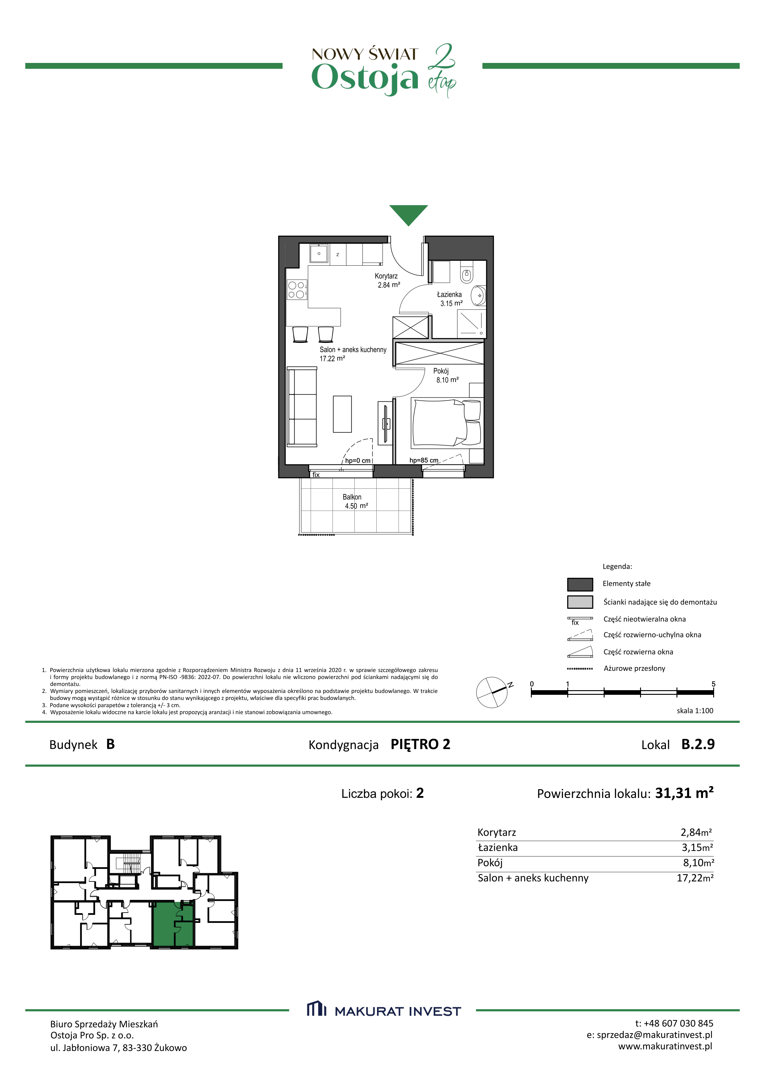 Mieszkanie 31,31 m², piętro 2, oferta nr B.2.9, Nowy Świat Ostoja II etap, Barniewice, ul. Malinowa-idx