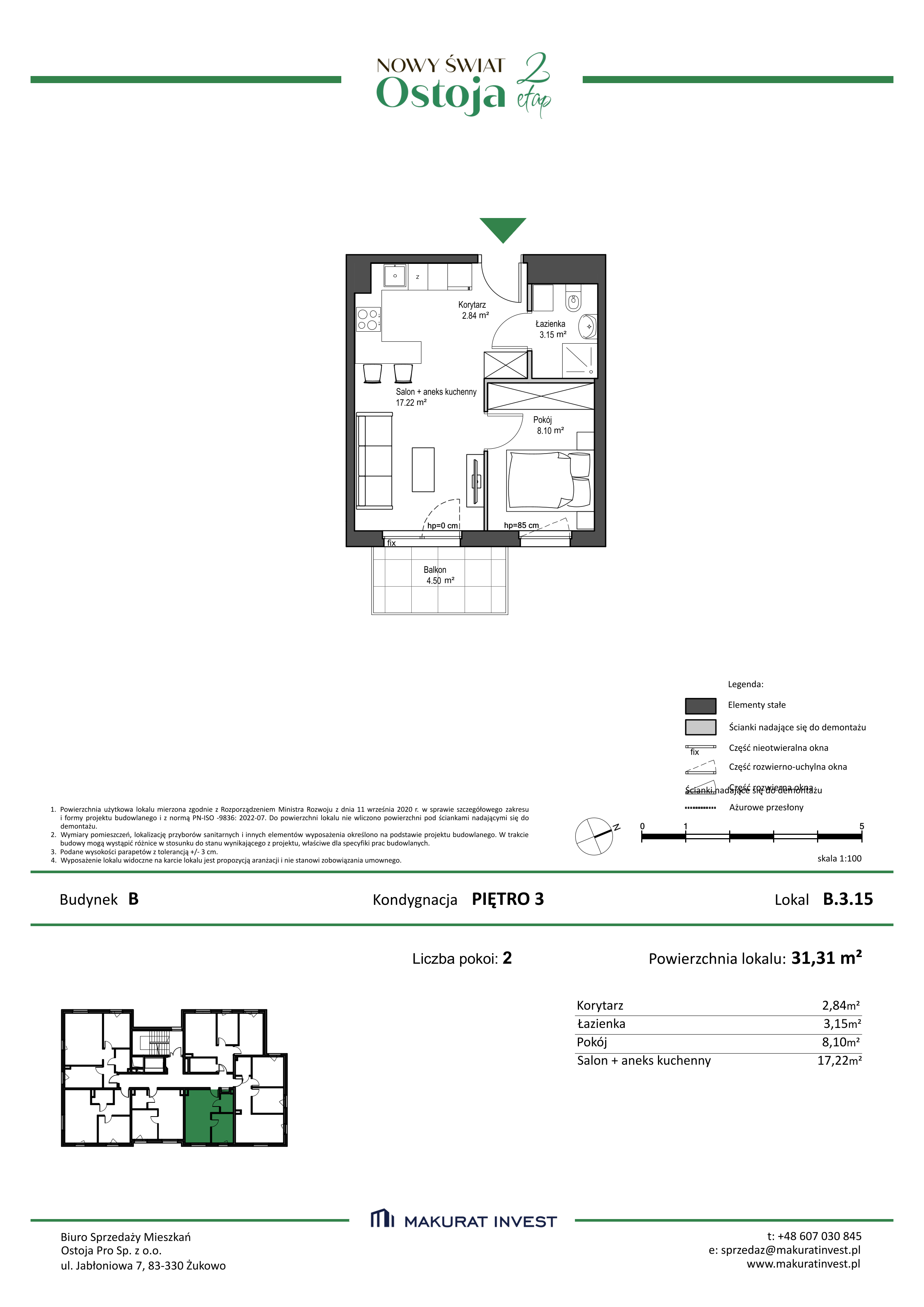 Mieszkanie 31,31 m², piętro 3, oferta nr B.3.15, Nowy Świat Ostoja II etap, Barniewice, ul. Malinowa-idx