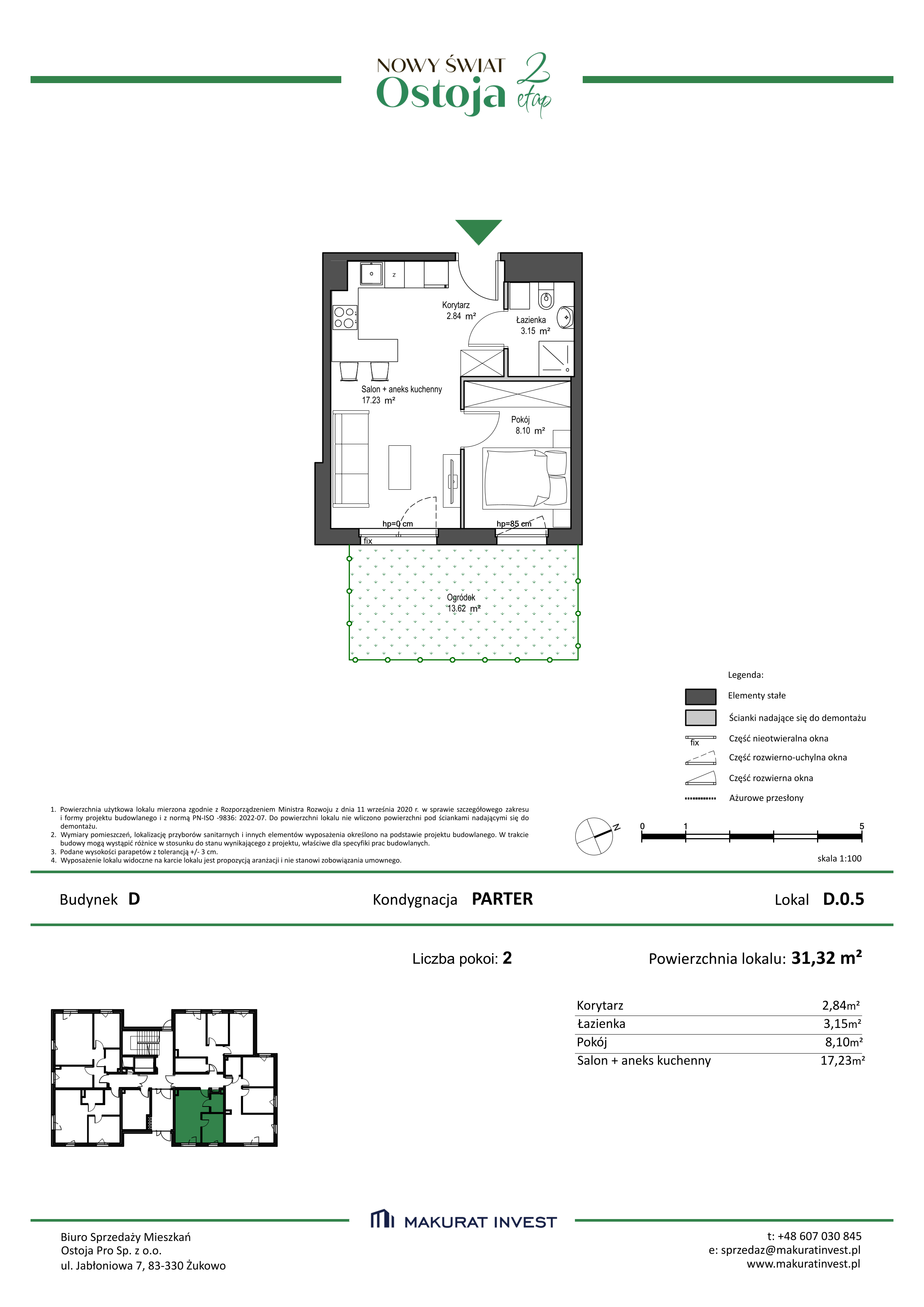 Mieszkanie 31,32 m², parter, oferta nr D.0.5, Nowy Świat Ostoja II etap, Barniewice, ul. Malinowa-idx