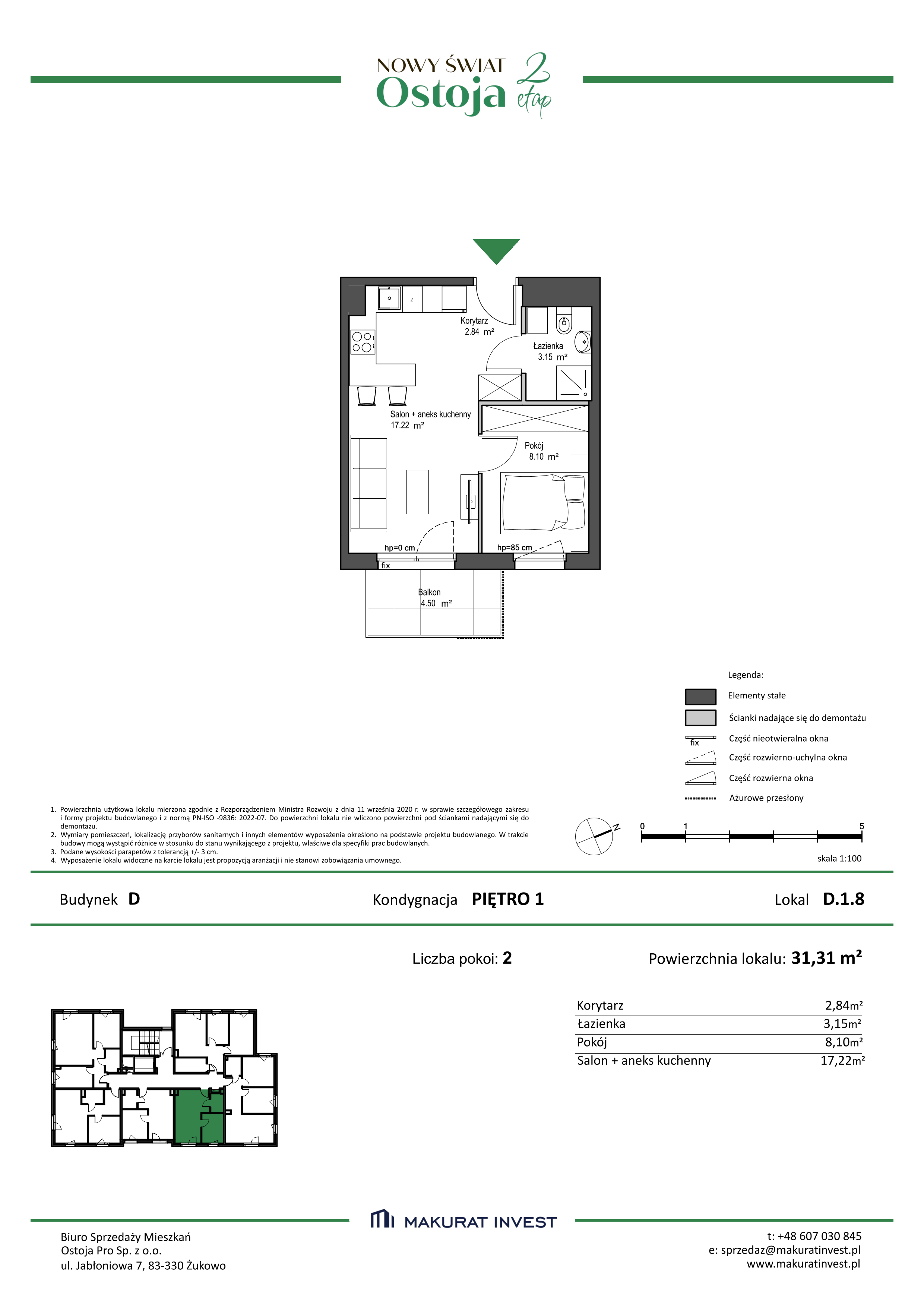 Mieszkanie 31,31 m², piętro 1, oferta nr D.1.8, Nowy Świat Ostoja II etap, Barniewice, ul. Malinowa-idx