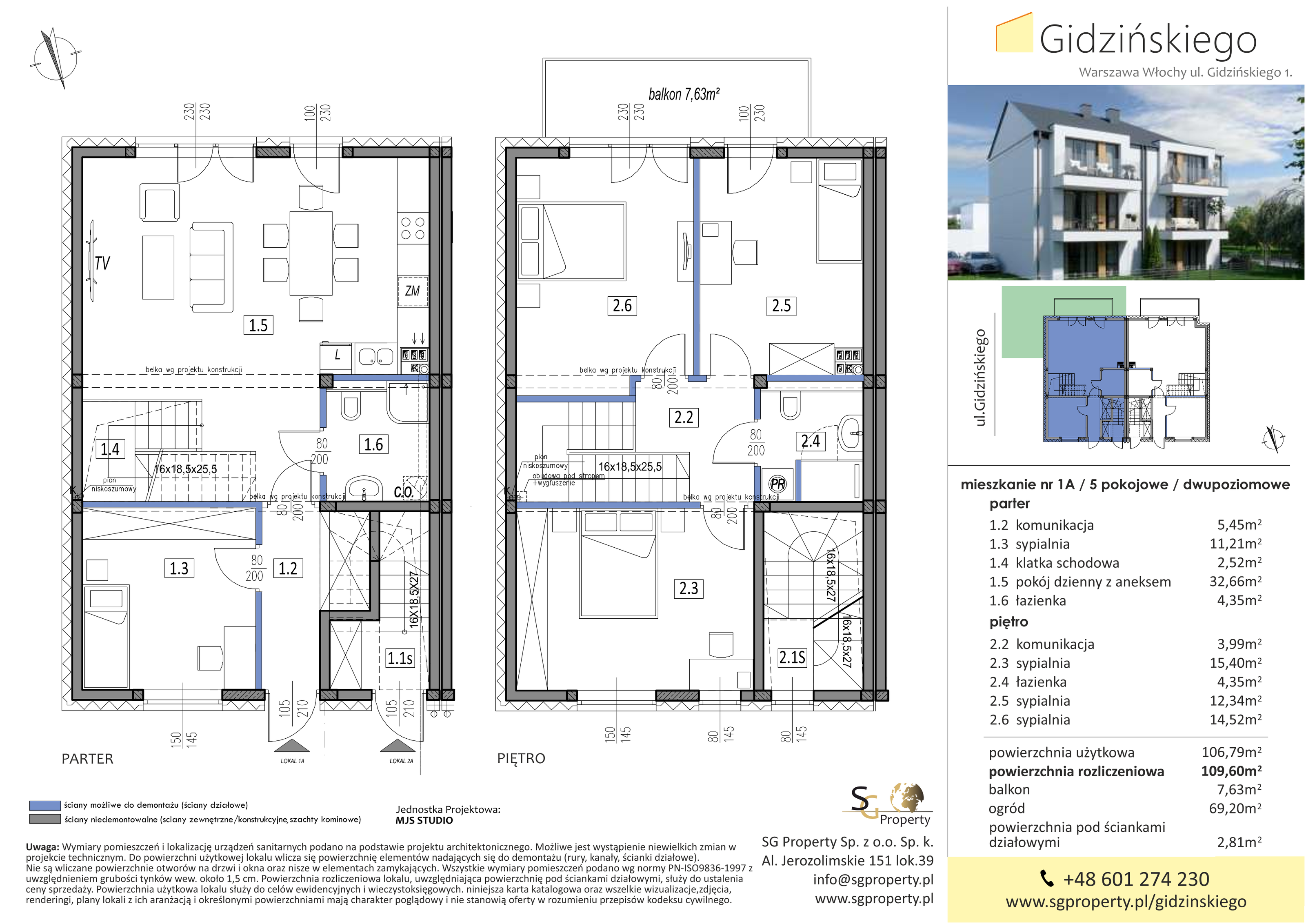 Mieszkanie 109,60 m², parter, oferta nr 1A, Gidzińskiego, Warszawa, Włochy, Okęcie, ul. Bolesława Gidzińskiego 1-idx