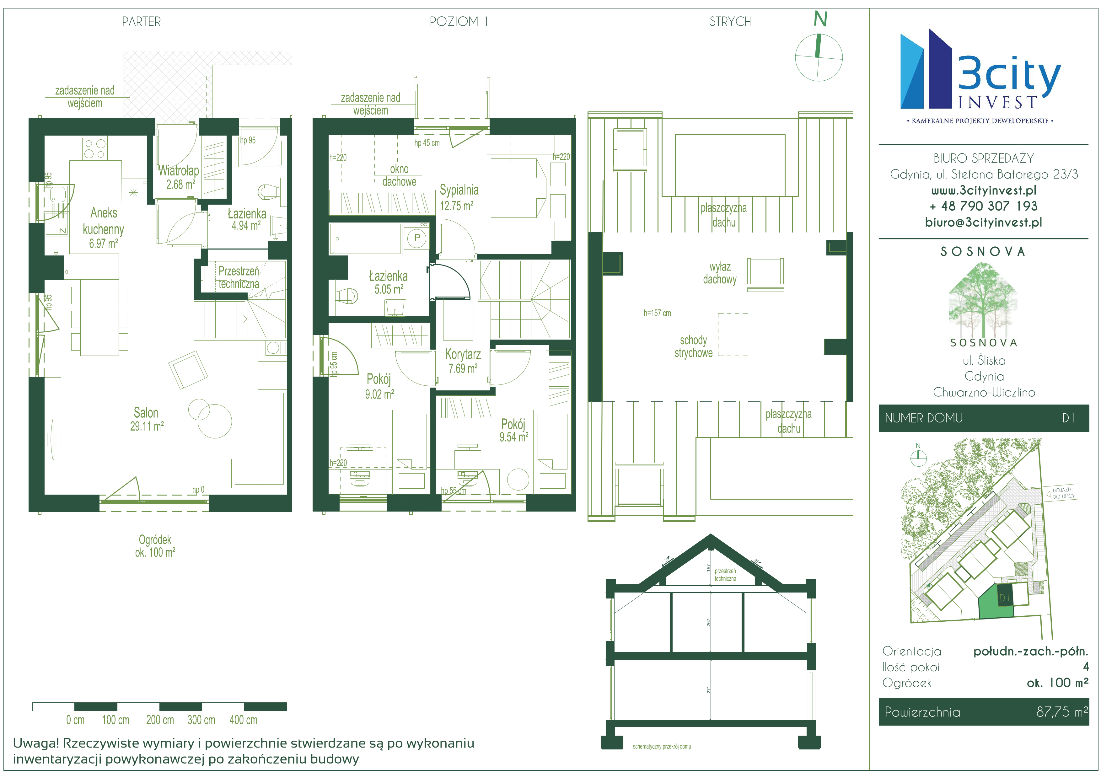 Dom 87,75 m², oferta nr D1, Sosnova, Gdynia, Chwarzno-Wiczlino, ul. Śliska-idx