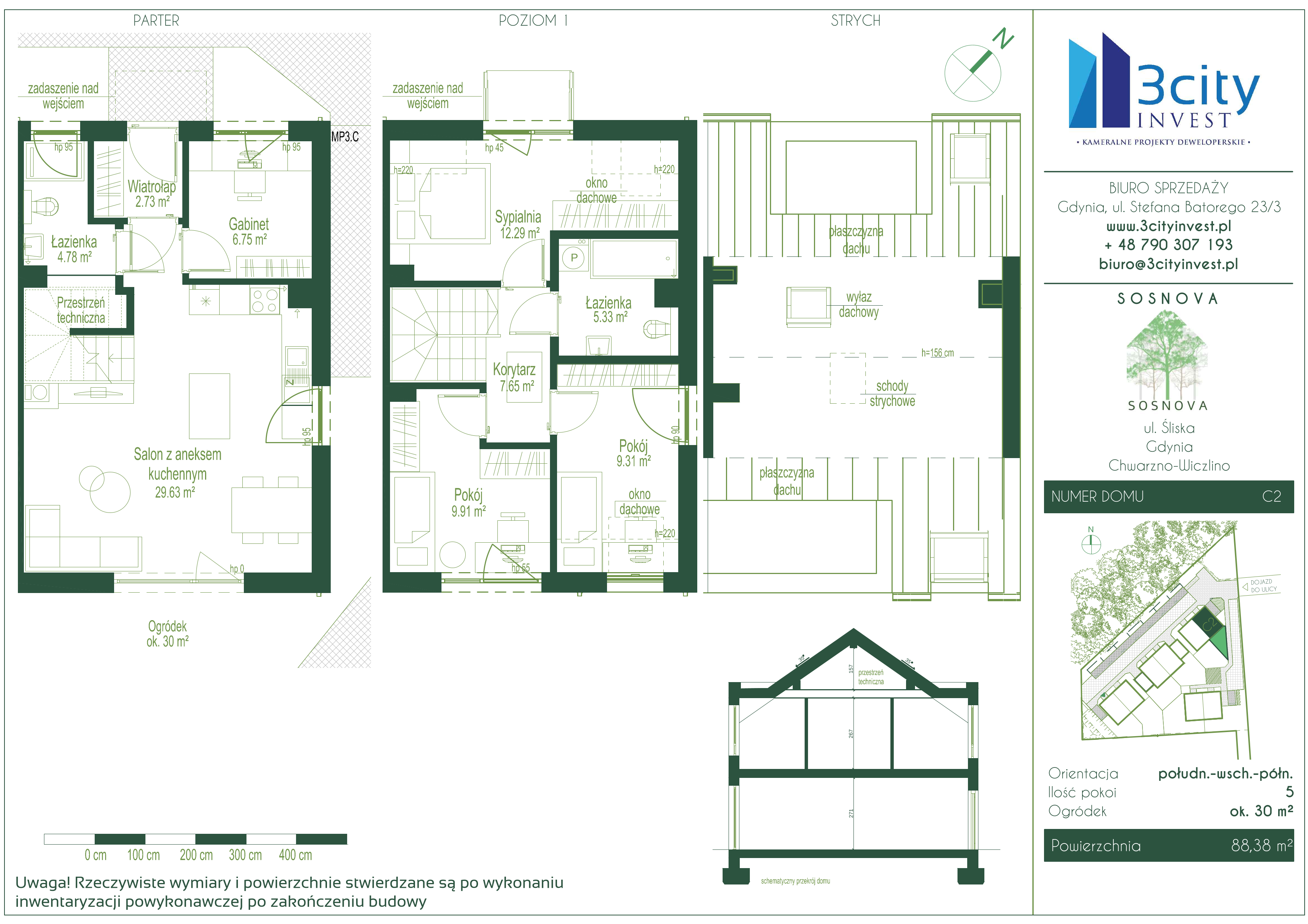 Dom 88,38 m², oferta nr C2, Sosnova, Gdynia, Chwarzno-Wiczlino, ul. Śliska-idx