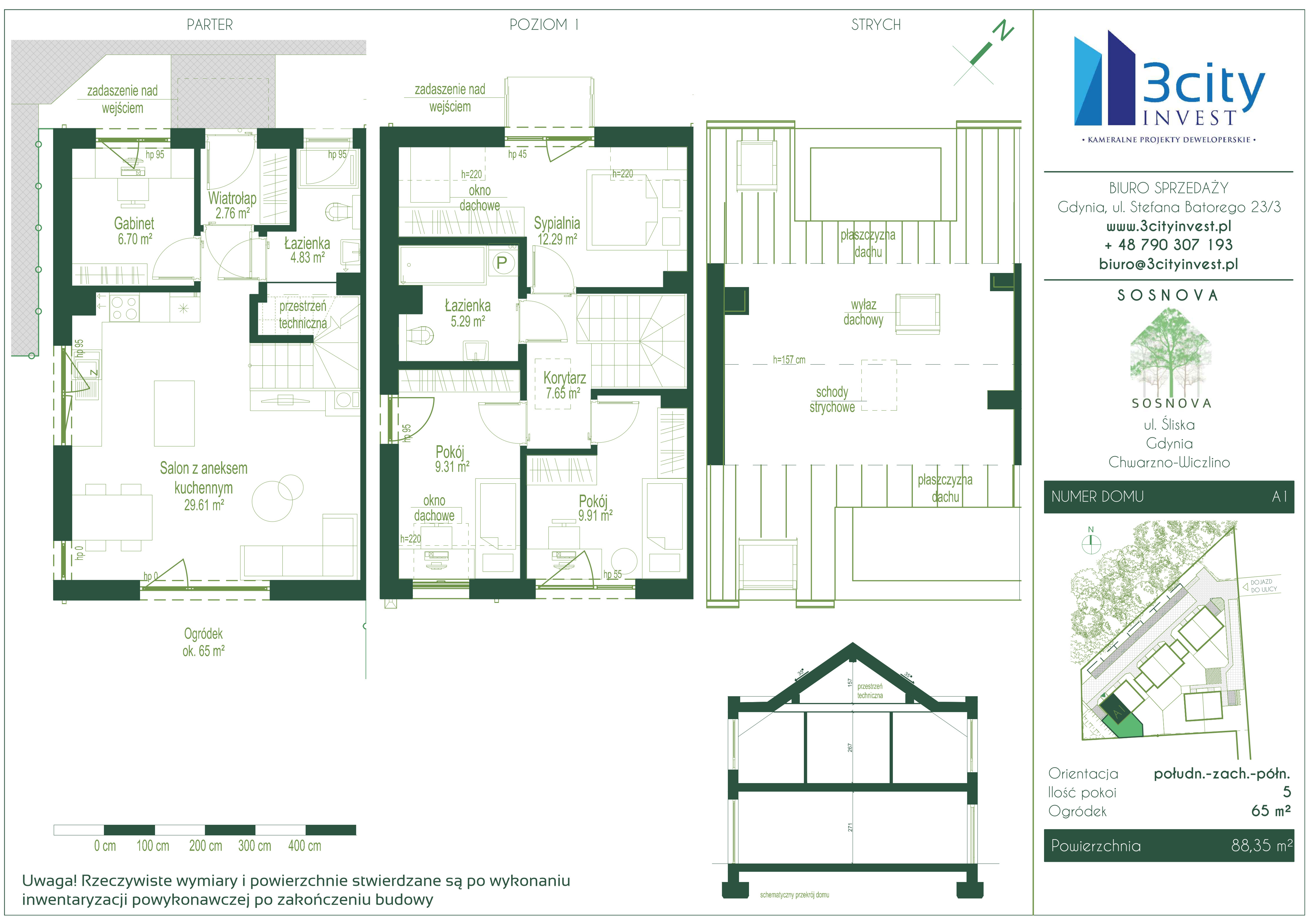 Dom 88,35 m², oferta nr A1, Sosnova, Gdynia, Chwarzno-Wiczlino, ul. Śliska-idx