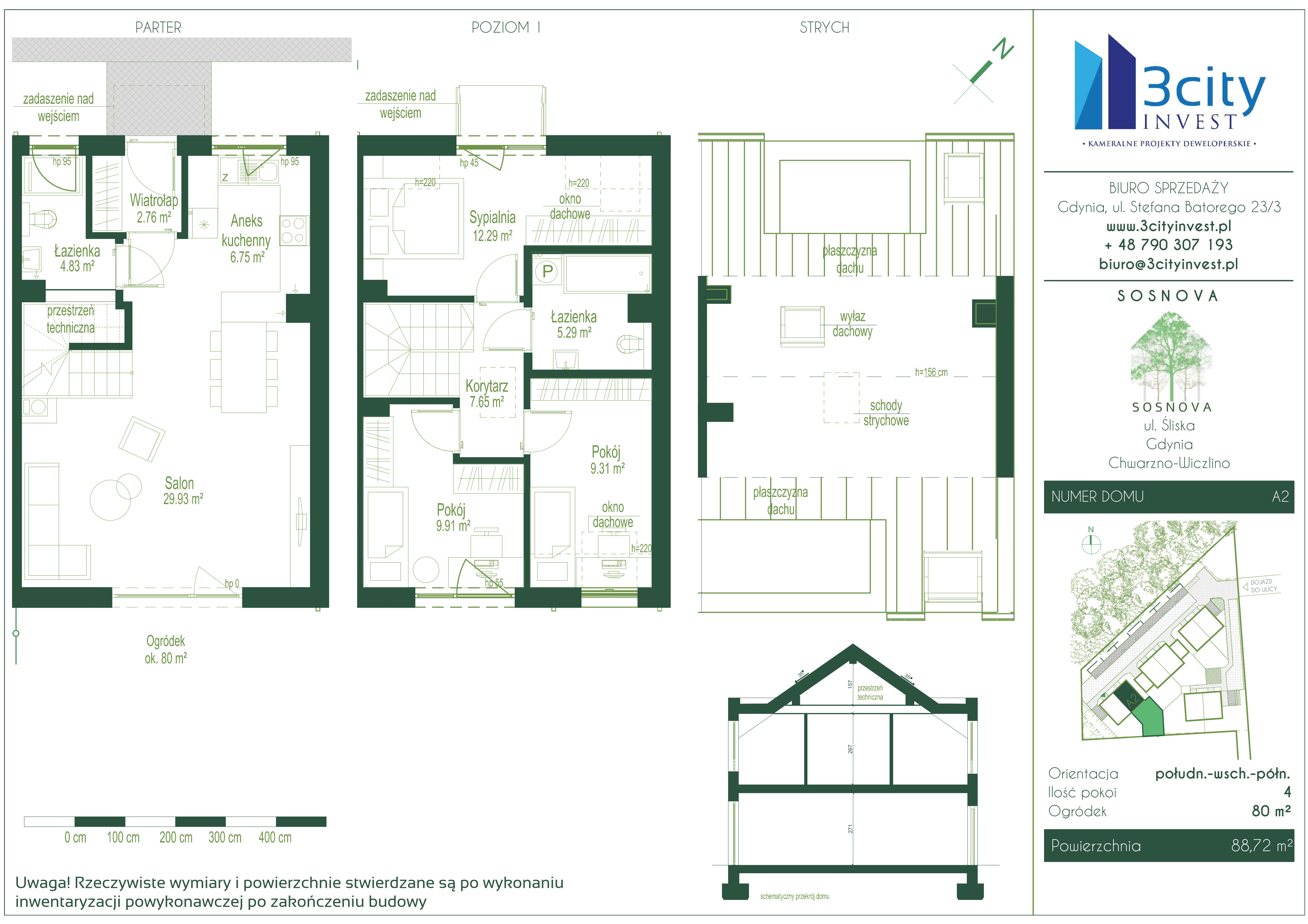 Dom 88,72 m², oferta nr A2, Sosnova, Gdynia, Chwarzno-Wiczlino, ul. Śliska-idx