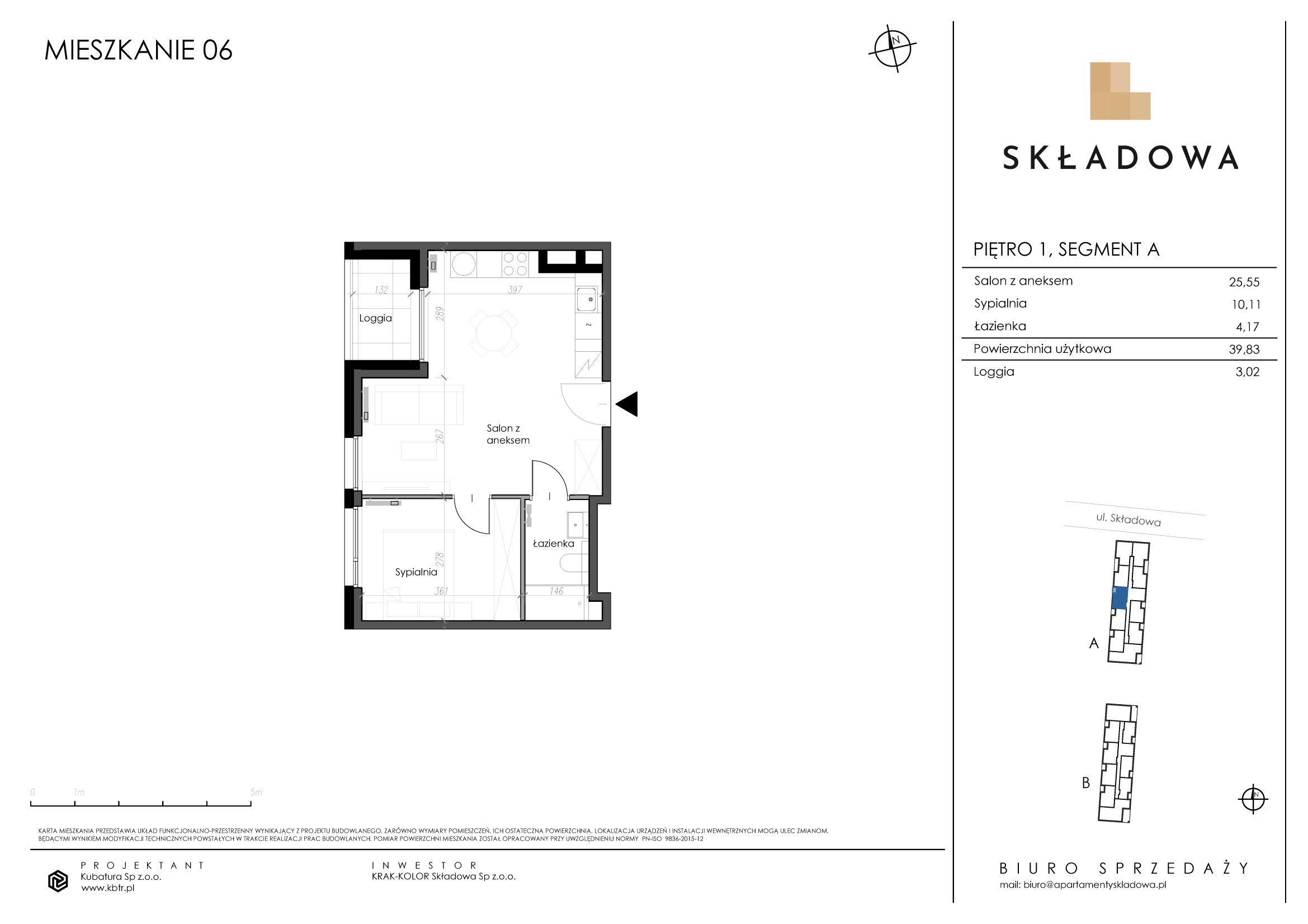 Mieszkanie 39,83 m², piętro 1, oferta nr A06, Apartamenty Składowa, Kraków, Krowodrza, ul. Składowa 22-idx