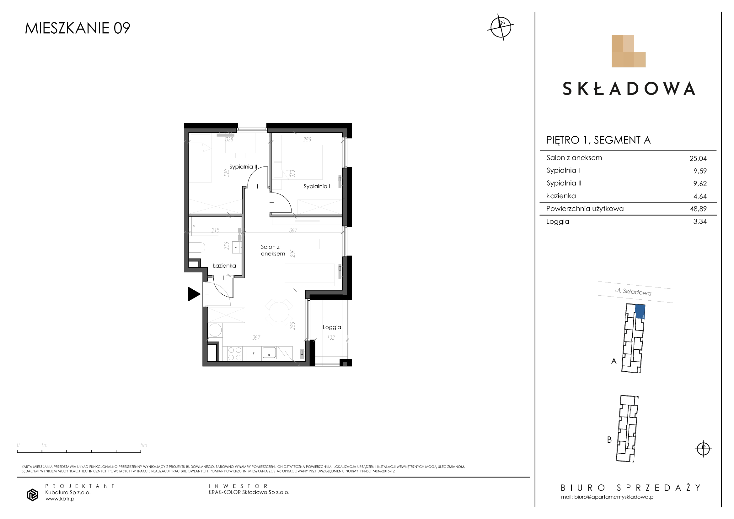 Mieszkanie 48,89 m², piętro 1, oferta nr A09, Apartamenty Składowa, Kraków, Krowodrza, ul. Składowa 22-idx