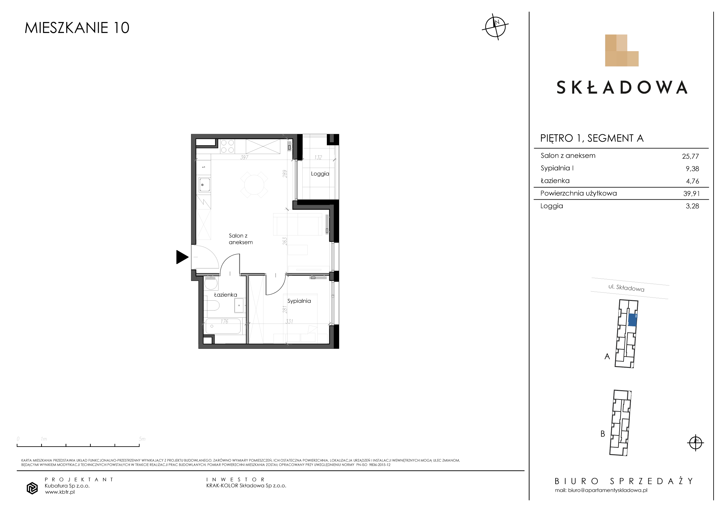 Mieszkanie 39,91 m², piętro 1, oferta nr A10, Apartamenty Składowa, Kraków, Krowodrza, ul. Składowa 22-idx