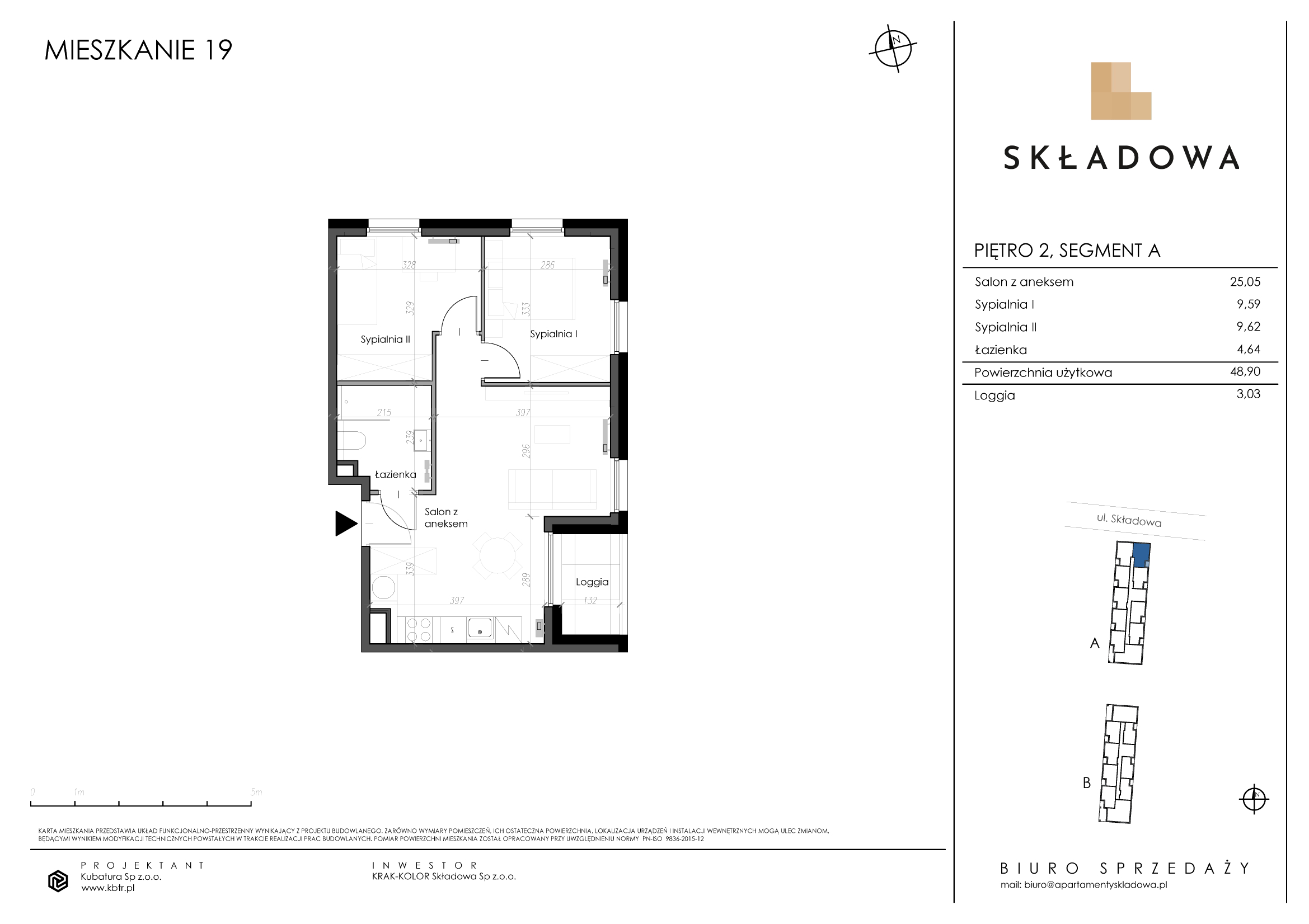 Mieszkanie 48,90 m², piętro 2, oferta nr A19, Apartamenty Składowa, Kraków, Krowodrza, ul. Składowa 22-idx