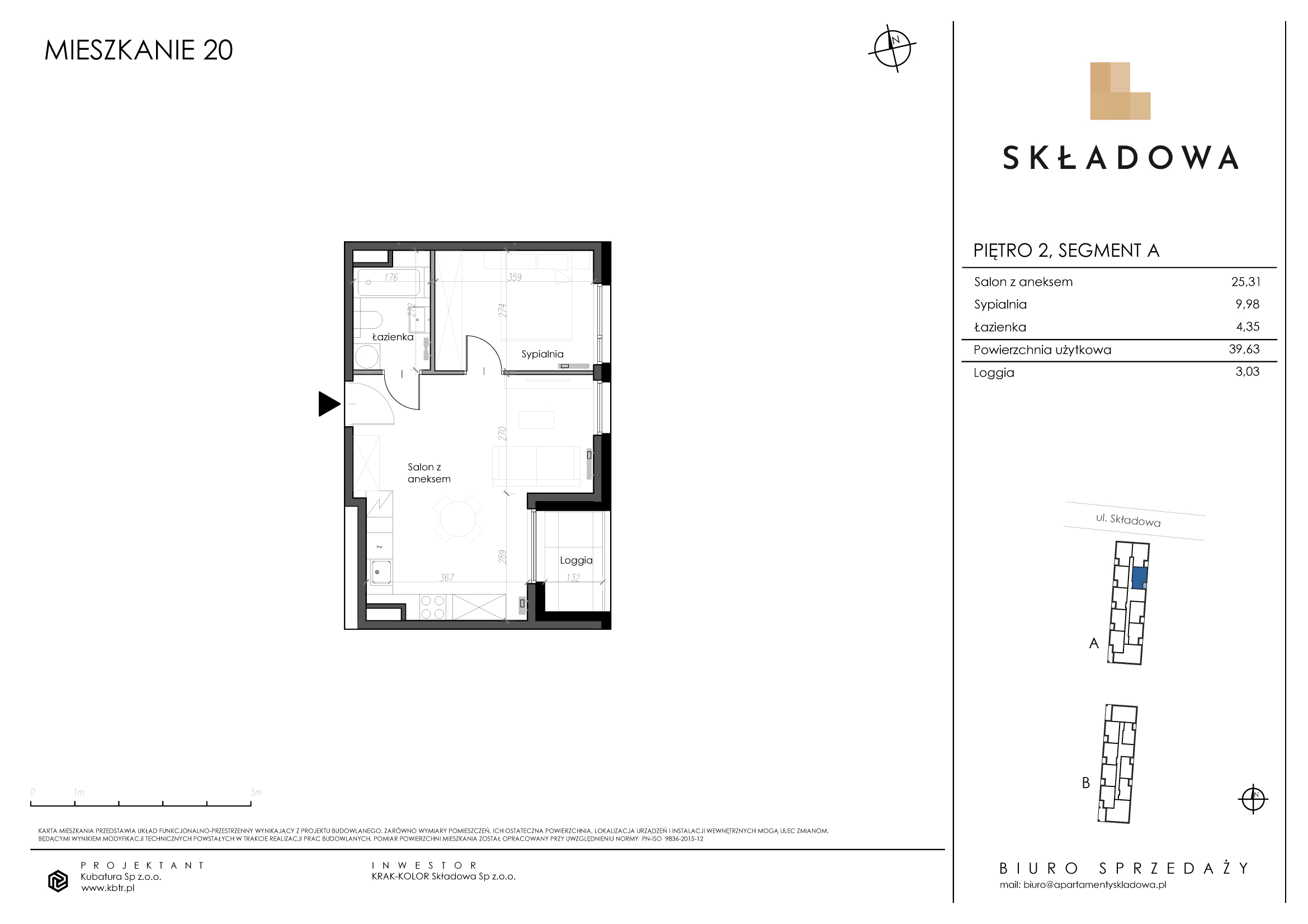 Mieszkanie 39,63 m², piętro 2, oferta nr A20, Apartamenty Składowa, Kraków, Krowodrza, ul. Składowa 22-idx