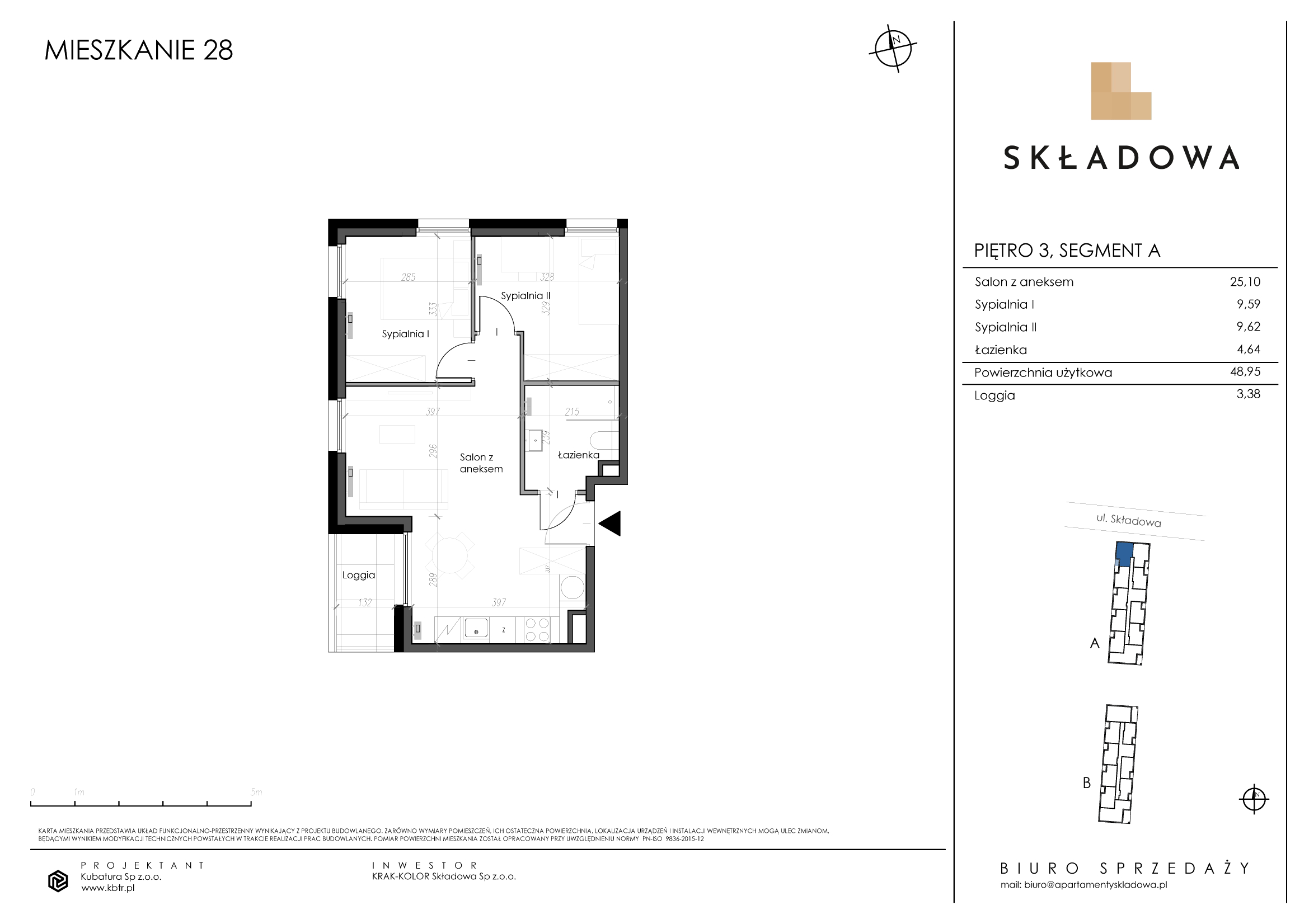 Mieszkanie 48,95 m², piętro 3, oferta nr A28, Apartamenty Składowa, Kraków, Krowodrza, ul. Składowa 22-idx