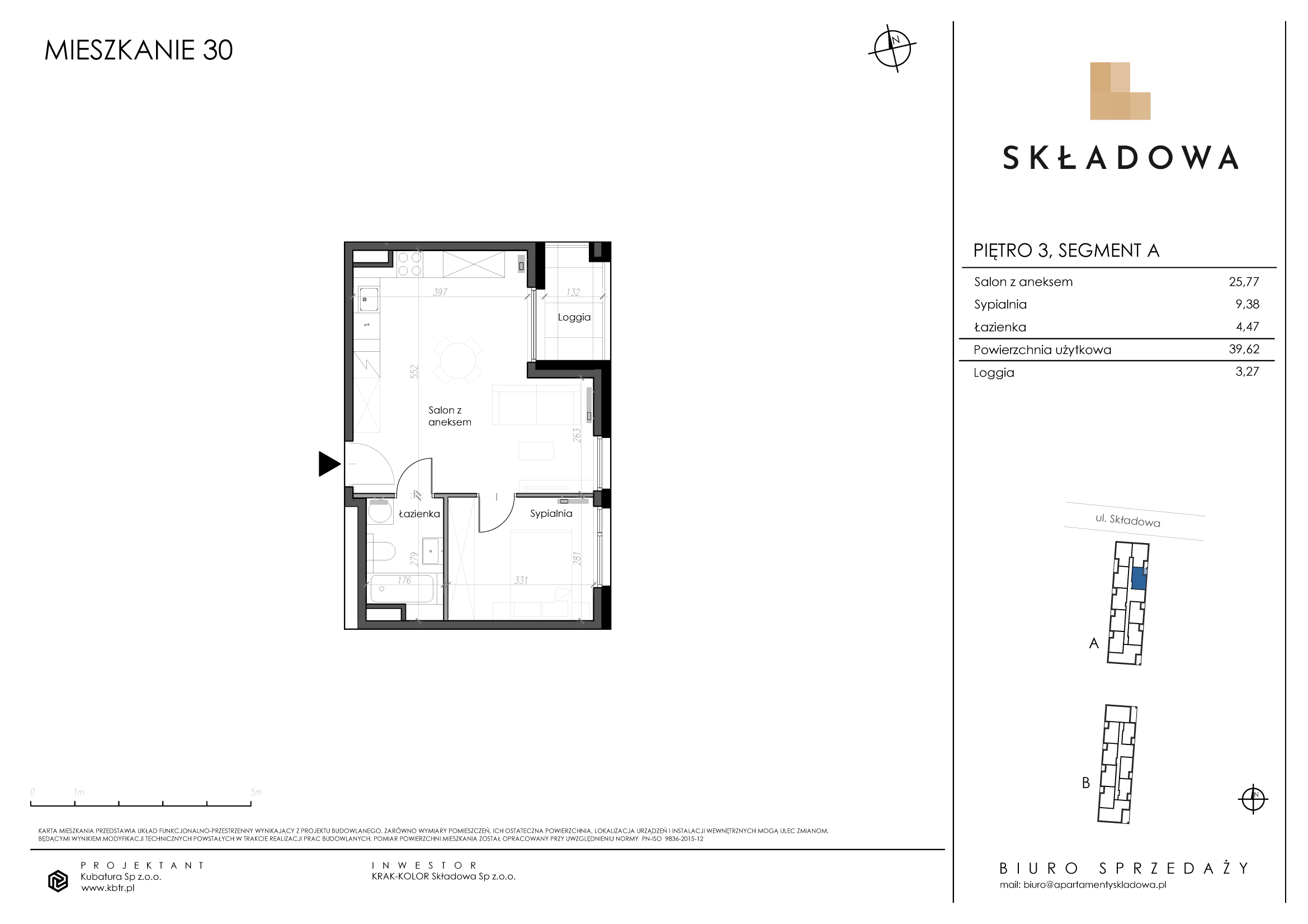 Mieszkanie 39,62 m², piętro 3, oferta nr A30, Apartamenty Składowa, Kraków, Krowodrza, ul. Składowa 22-idx