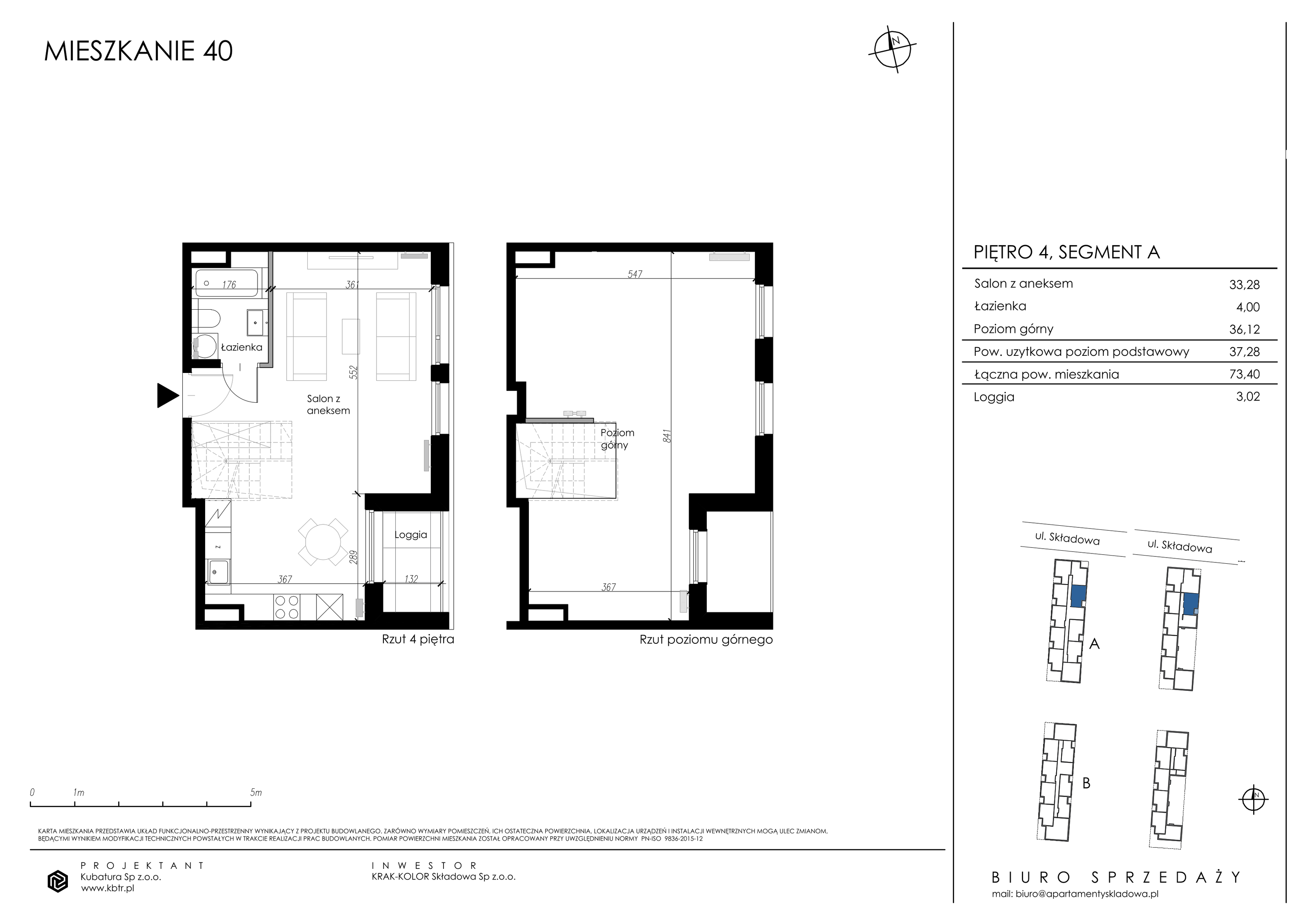 Mieszkanie 73,18 m², piętro 4, oferta nr A40, Apartamenty Składowa, Kraków, Krowodrza, ul. Składowa 22-idx