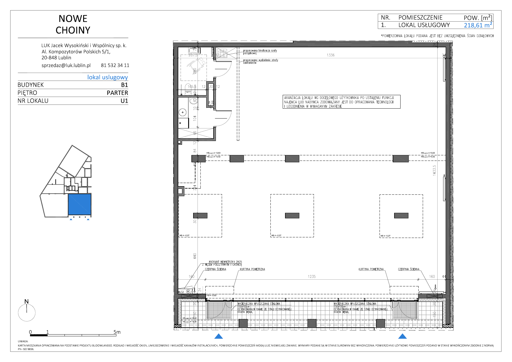 Lokal użytkowy 218,61 m², oferta nr L1, Osiedle Choiny 3 - lokale użytkowe, Lublin, Czechów Północny, ul. Choiny 3 i 3a-idx