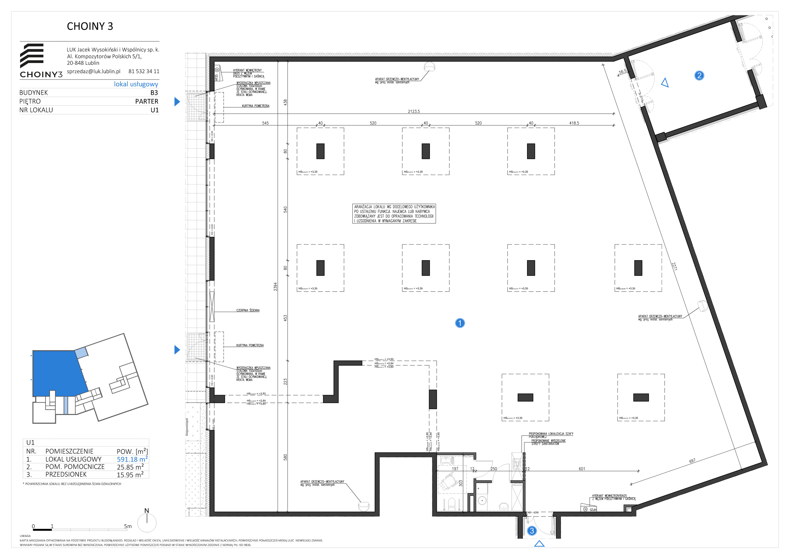 Lokal użytkowy 591,18 m², oferta nr U1, Choiny 3 Budynek B3 - lokale użytkowe, Lublin, Czechów Północny, ul. Choiny 3-idx