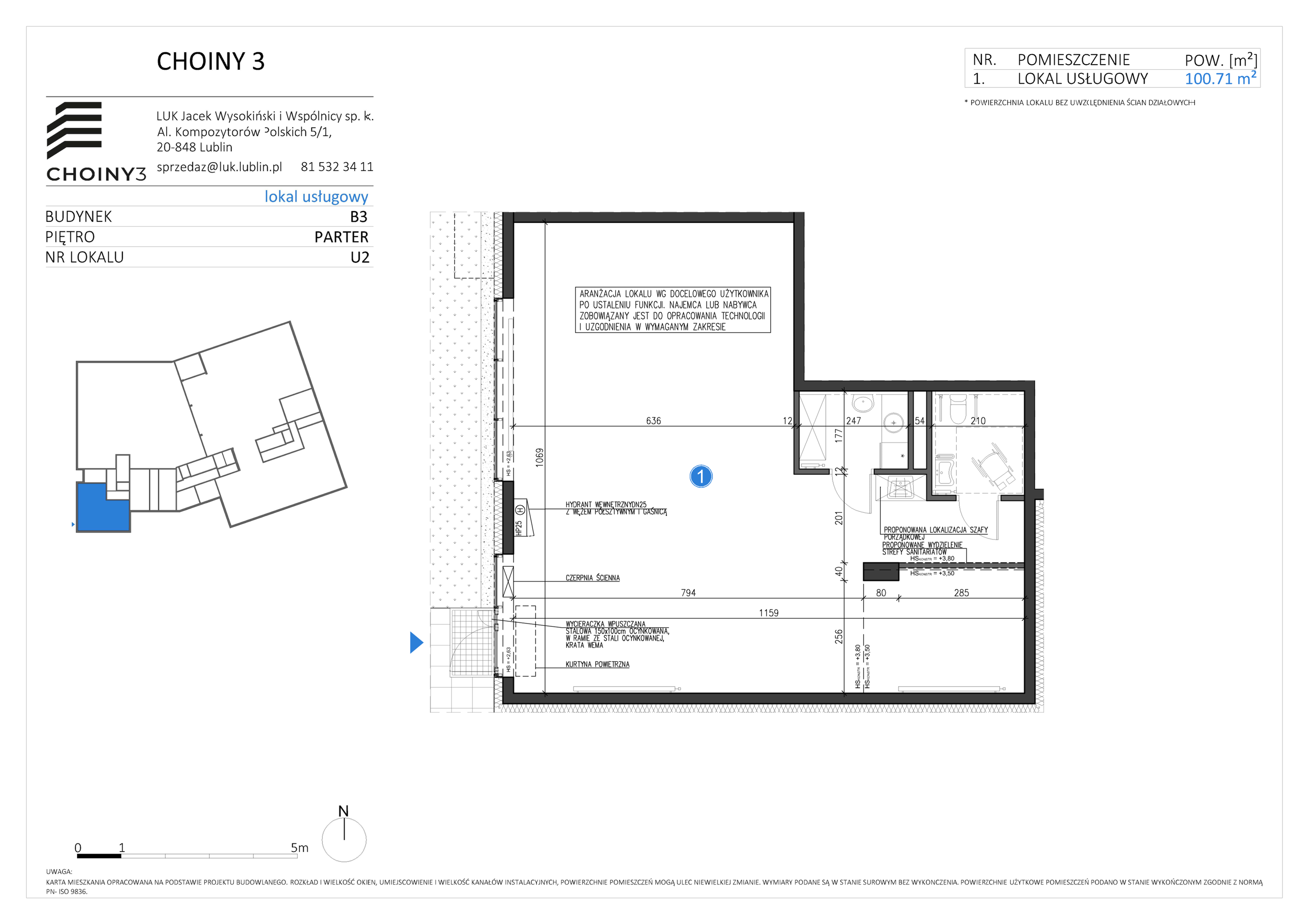 Lokal użytkowy 100,71 m², oferta nr U2, Choiny 3 Budynek B3 - lokale użytkowe, Lublin, Czechów Północny, ul. Choiny 3-idx