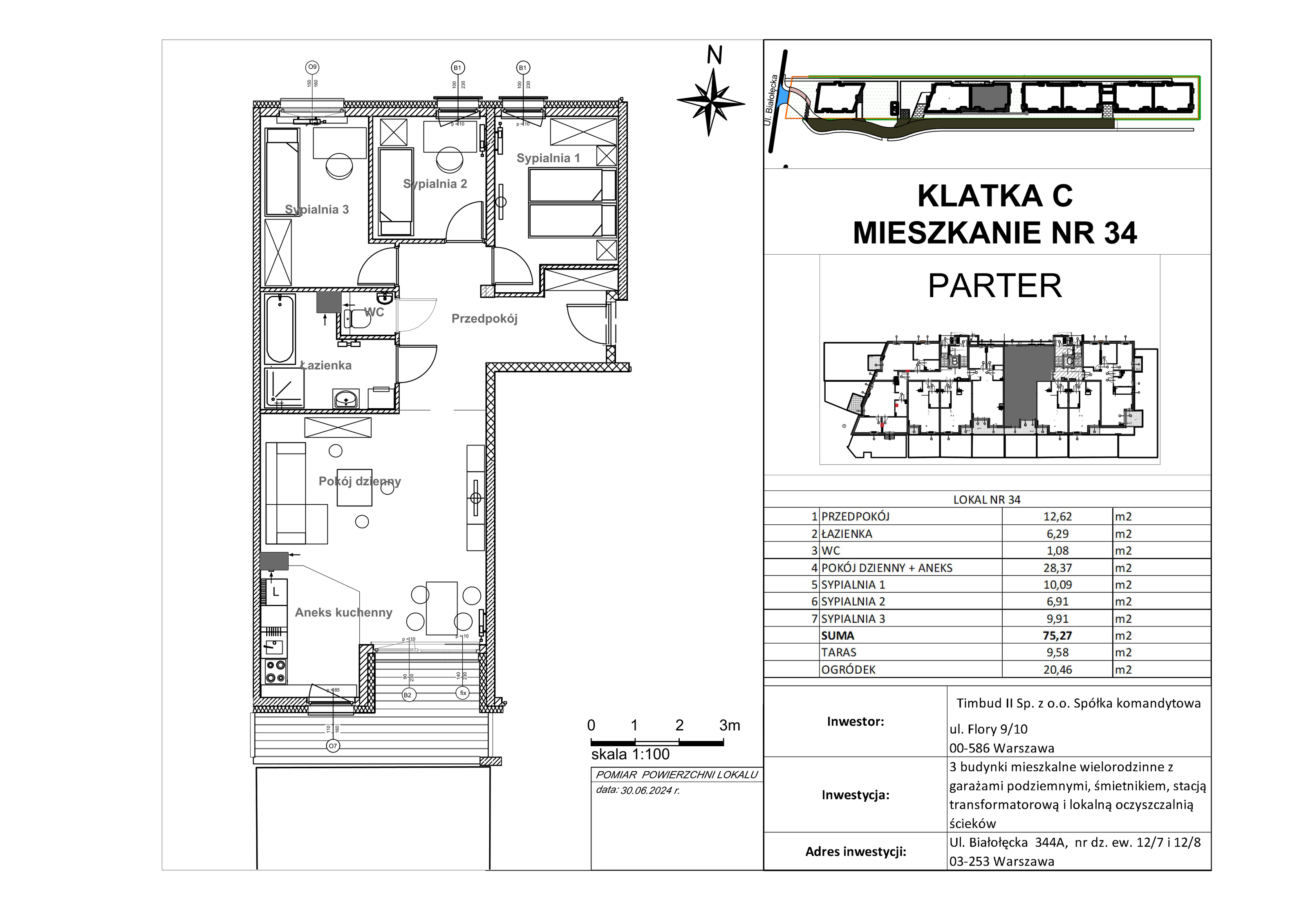 Mieszkanie 75,27 m², parter, oferta nr 34, Mieszkania Białołęcka, Warszawa, Białołęka, Brzeziny, ul. Białołęcka 344-idx