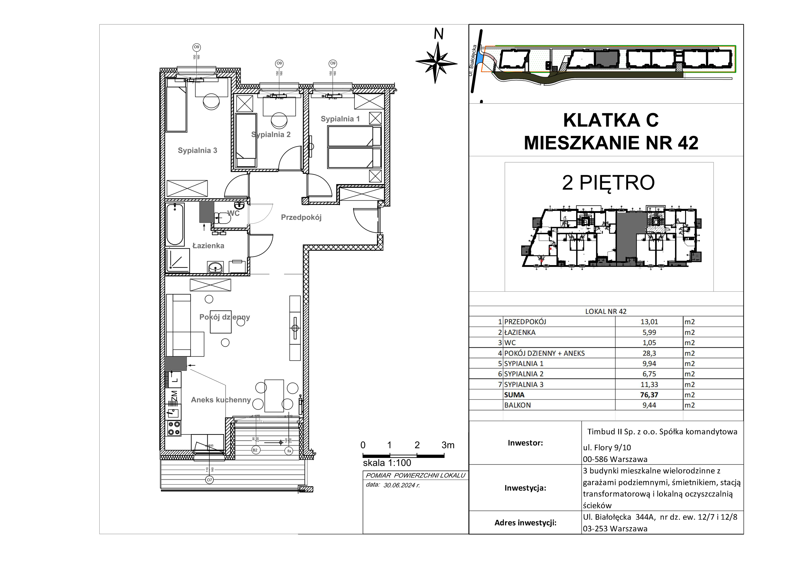 Mieszkanie 76,37 m², piętro 2, oferta nr 42, Mieszkania Białołęcka, Warszawa, Białołęka, Brzeziny, ul. Białołęcka 344-idx