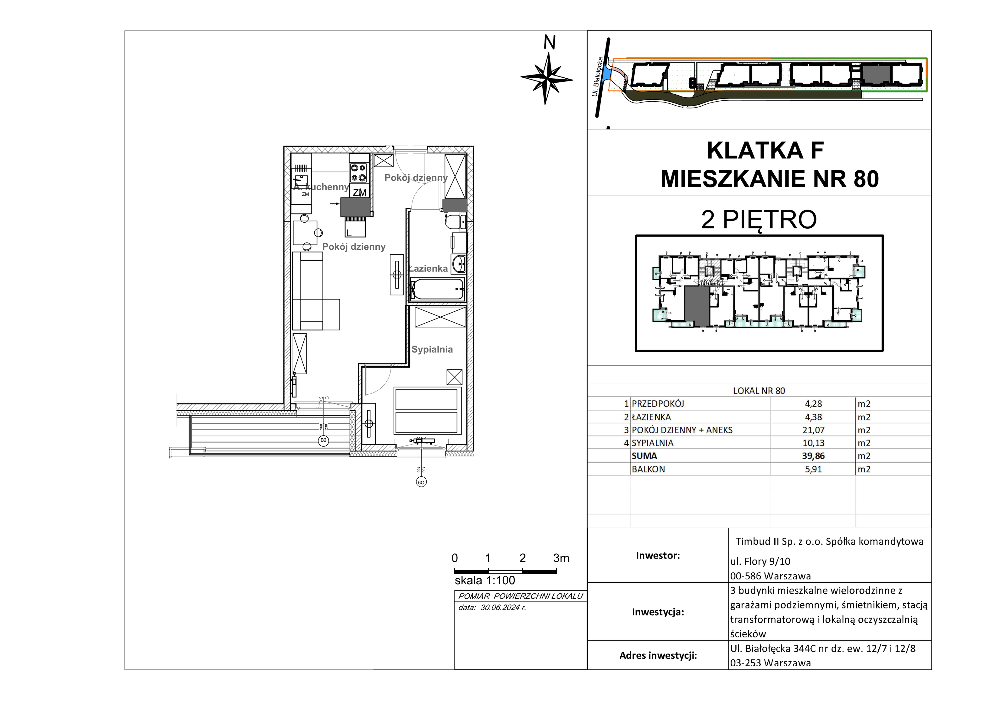 Mieszkanie 39,86 m², piętro 2, oferta nr 80-wykończone, Mieszkania Białołęcka, Warszawa, Białołęka, Brzeziny, ul. Białołęcka 344-idx