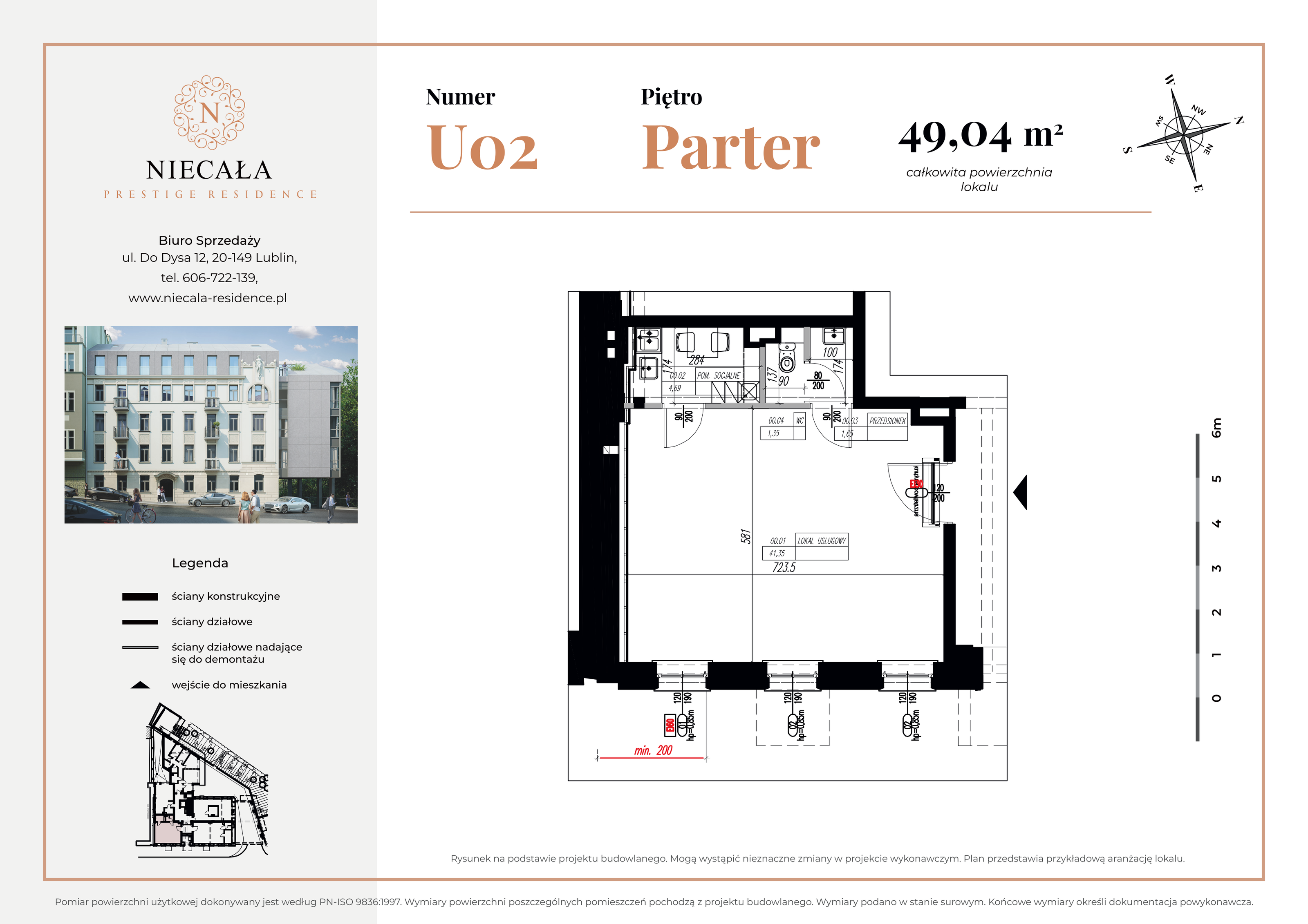 Lokal użytkowy 49,04 m², oferta nr U02, Niecała Prestige Residence - lokale użytkowe, Lublin, Śródmieście, ul. Niecała 20-idx