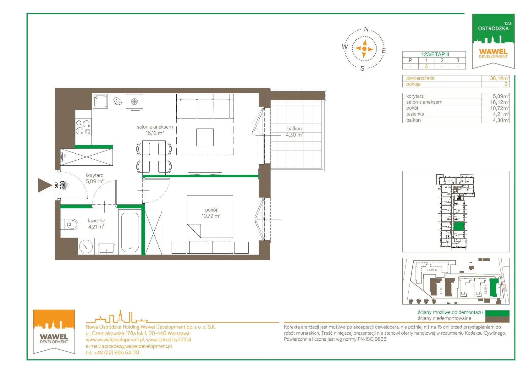 Mieszkanie 36,14 m², piętro 1, oferta nr 123/3, Ostródzka 123 - Etap II, Warszawa, Białołęka, Brzeziny, ul. Ostródzka 123-idx